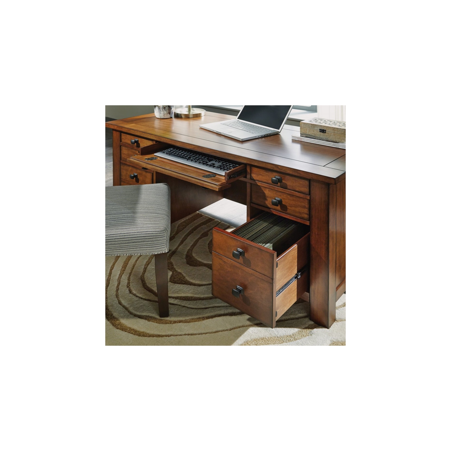 Homestyles Tahoe Wood Pedestal Desk in Brown