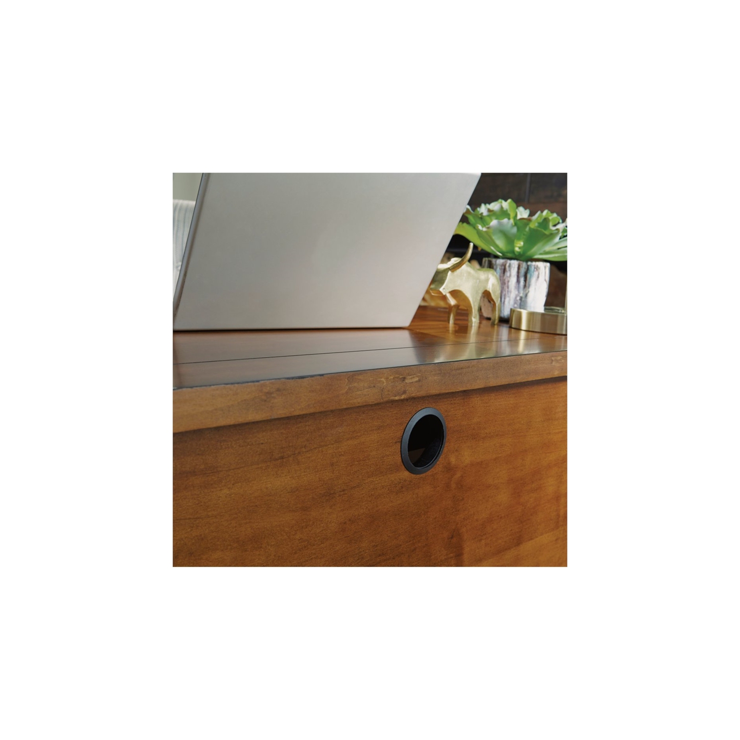 Homestyles Tahoe Wood Pedestal Desk in Brown