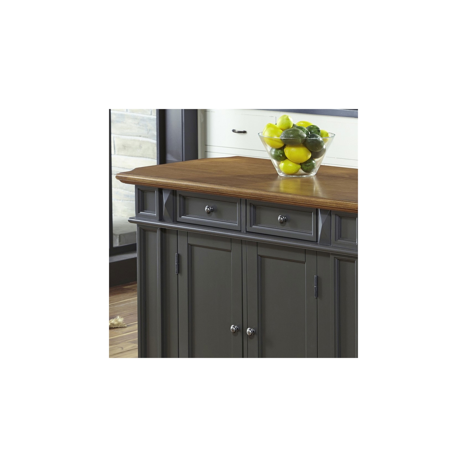 Homestyles Americana Wood Kitchen Island in Gray