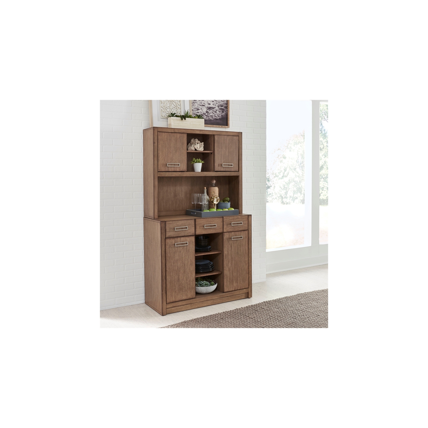 Homestyles Big Sur Wood Buffet with Hutch in Brown