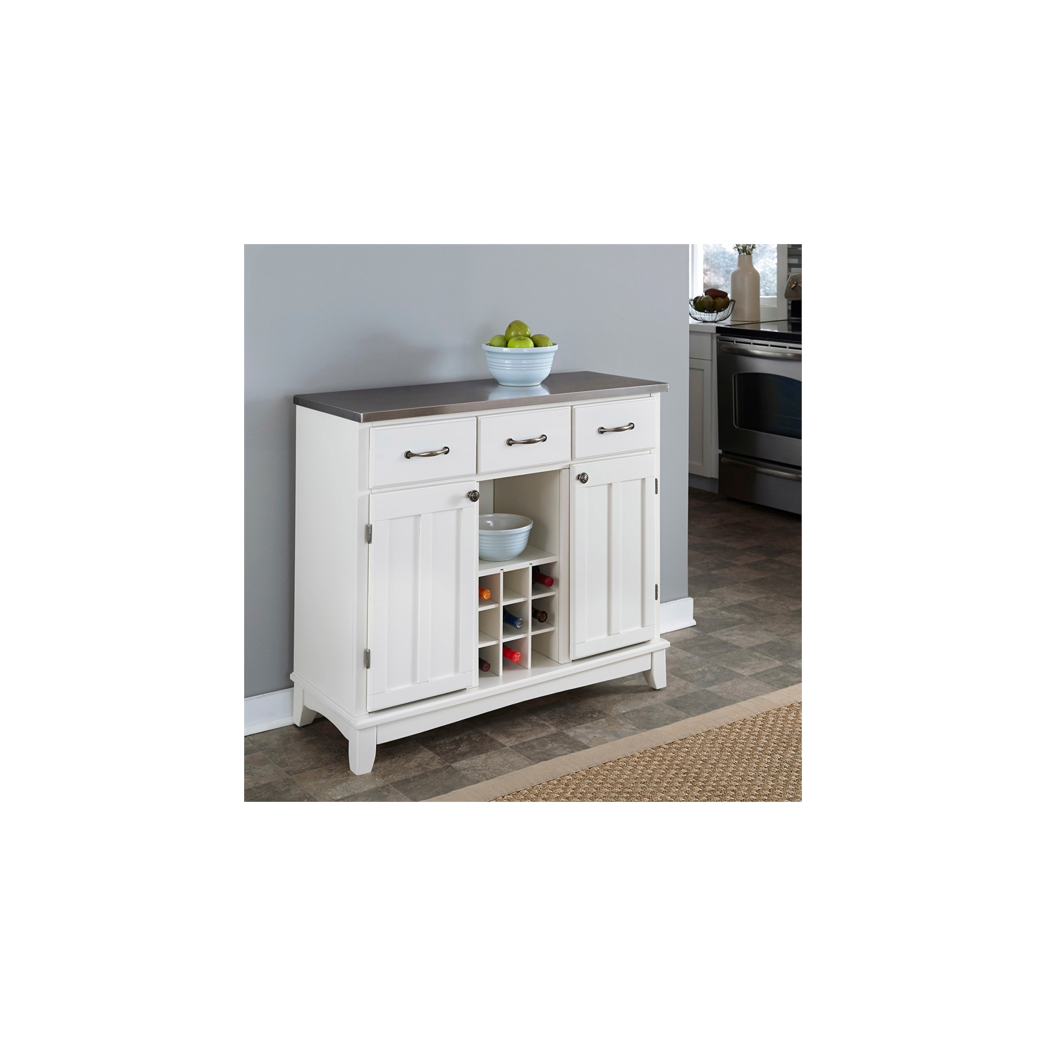 Buffet de buffets en bois blanc cassé Homestyles