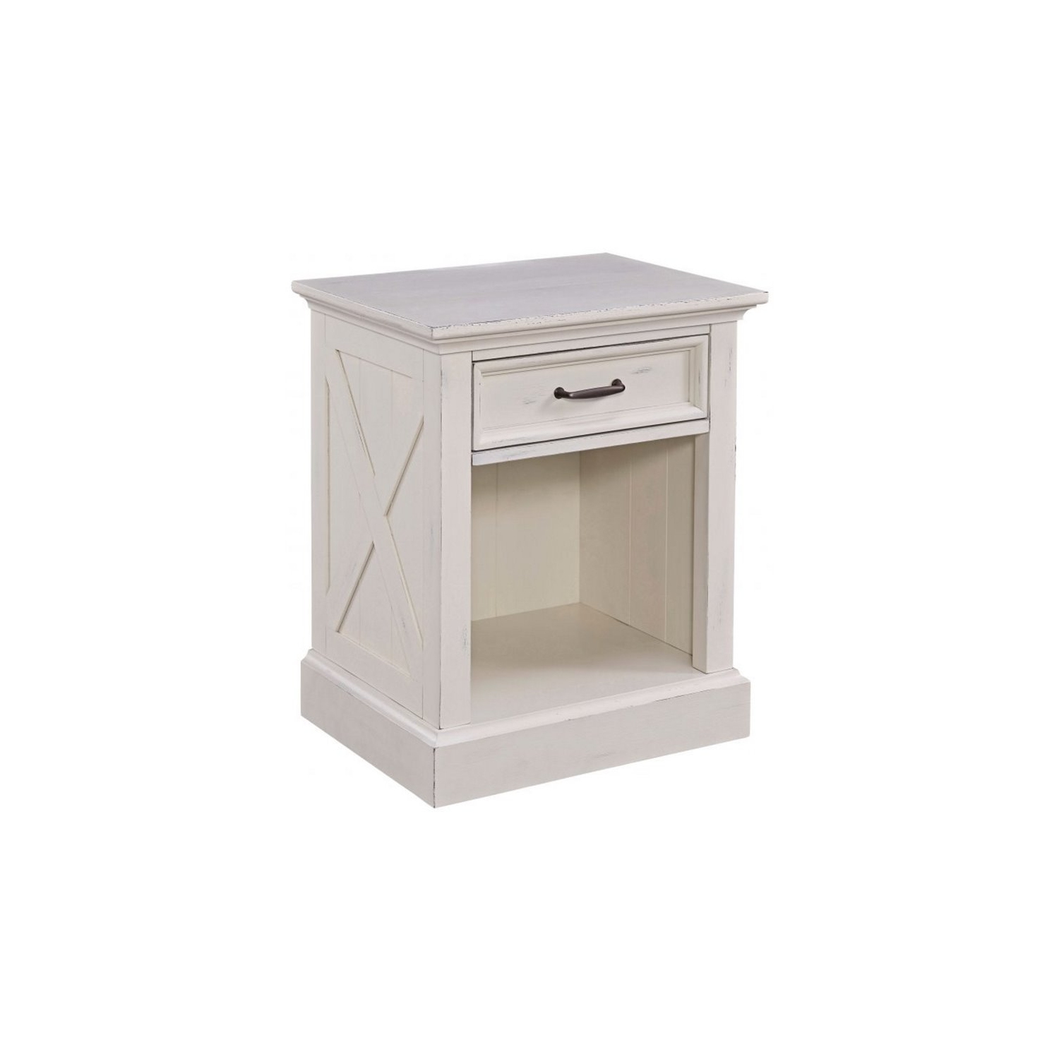 Homestyles – tête de lit et table de chevet en bois Seaside Lodge pour très grand lit, blanc cassé