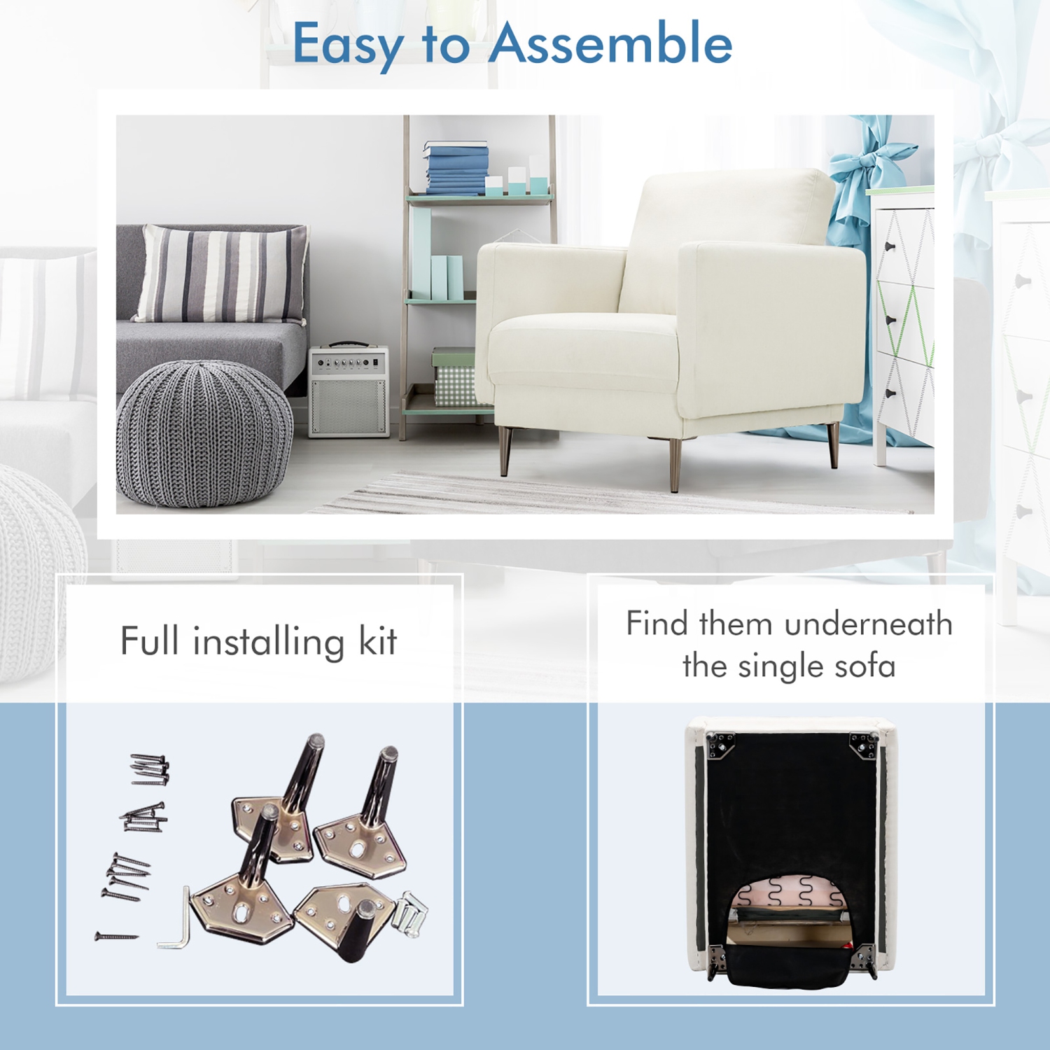 Costway Modern Upholstered Accent Chair Single Sofa Armchair Living Room Funiture