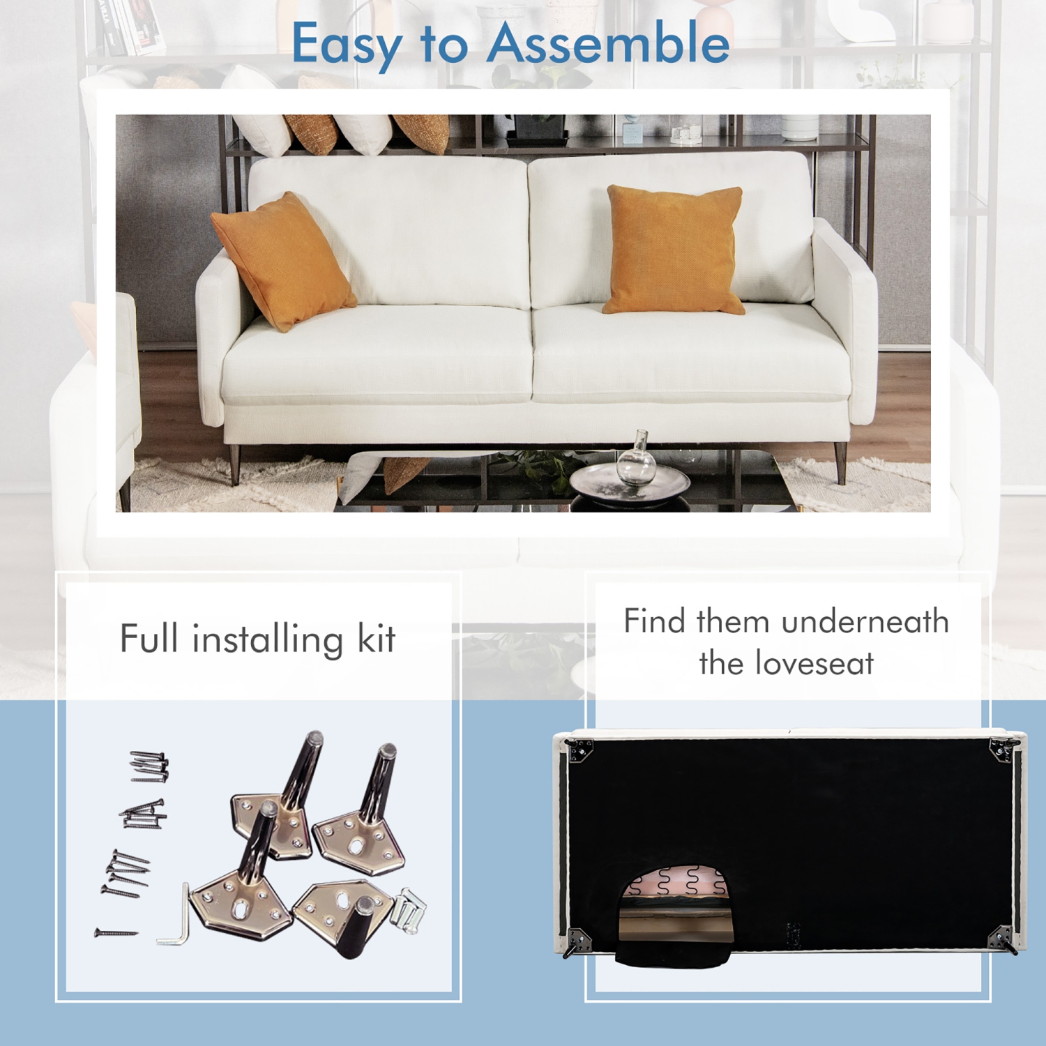 Costway 76.5" Fabric Sofa Couch Living Room Small Apartment Furniture w/ Metal Leg