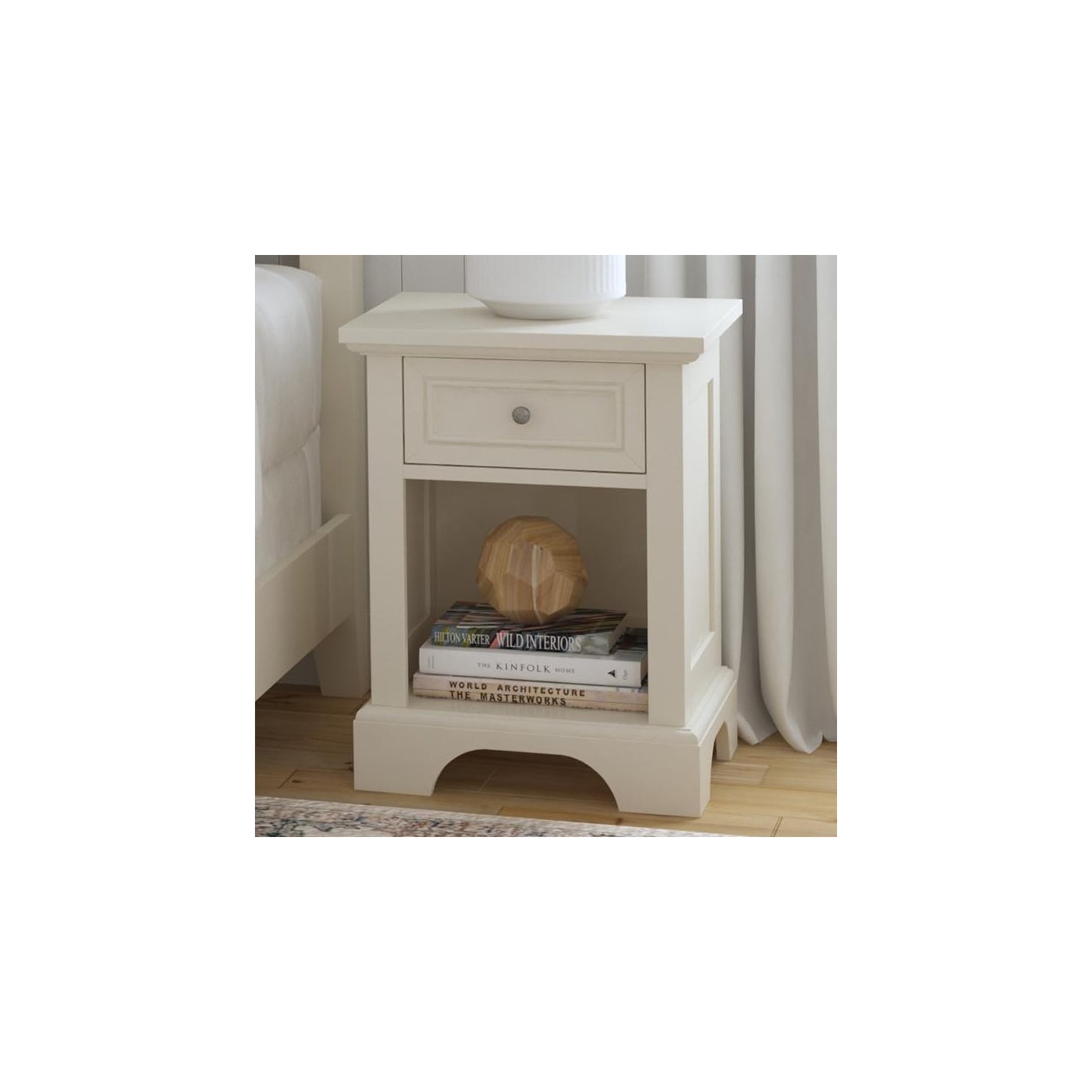 Homestyles Naples Wood Nightstand in Off White