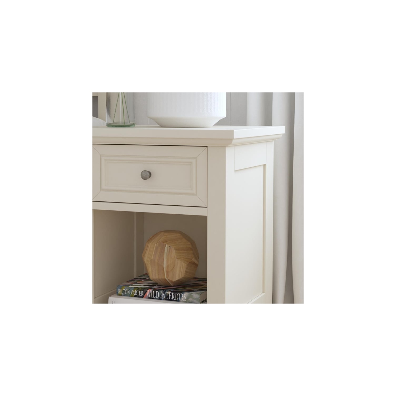 Homestyles Naples Wood Nightstand in Off White