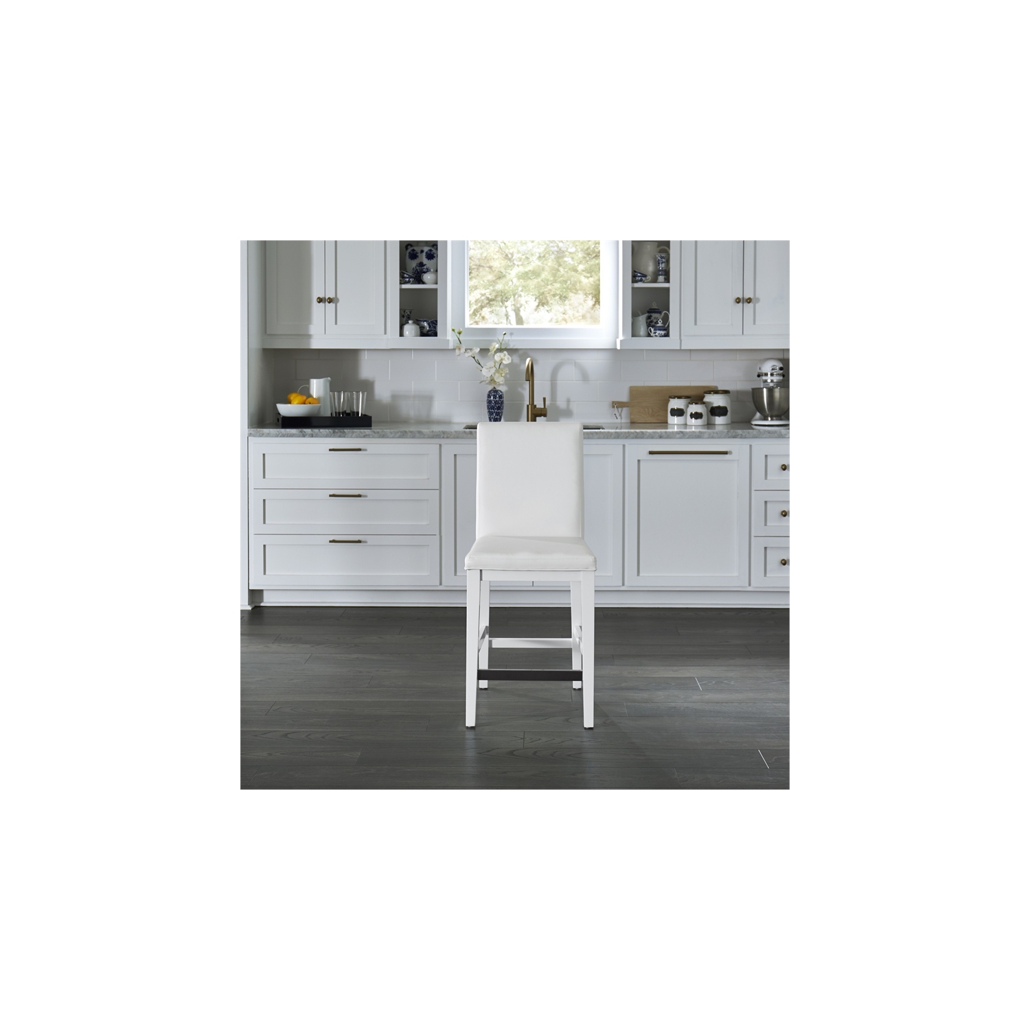 Homestyles Linear Wood Counter Stool in White