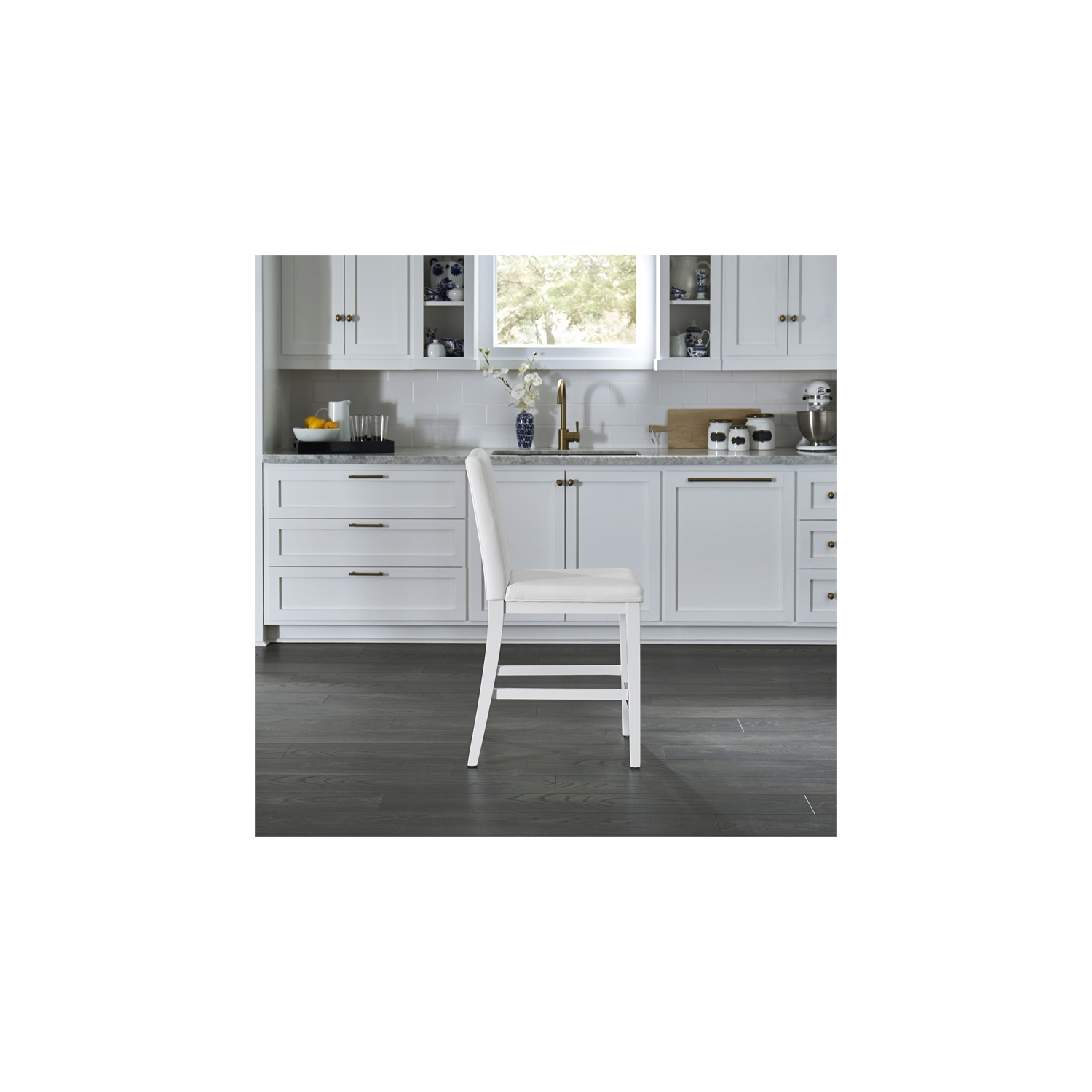 Homestyles Linear Wood Counter Stool in White