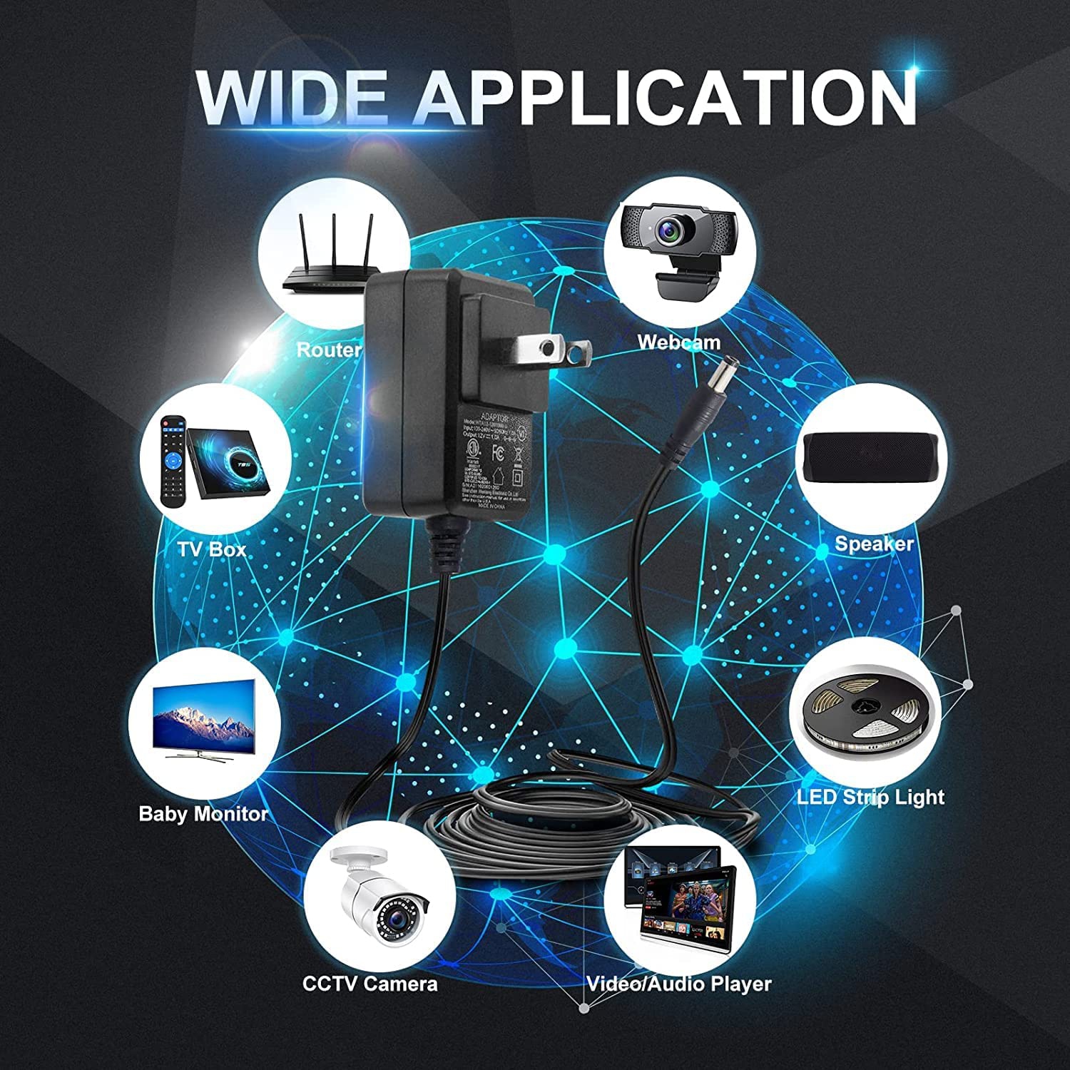 Dolaer New Universal 5V 2A/2000mA DC Power Supply Adapter, 100~240V AC 50/60Hz to 5V DC 2A 10W Power Adapter Wall Charger, for USB Hub, Tablets, Baby