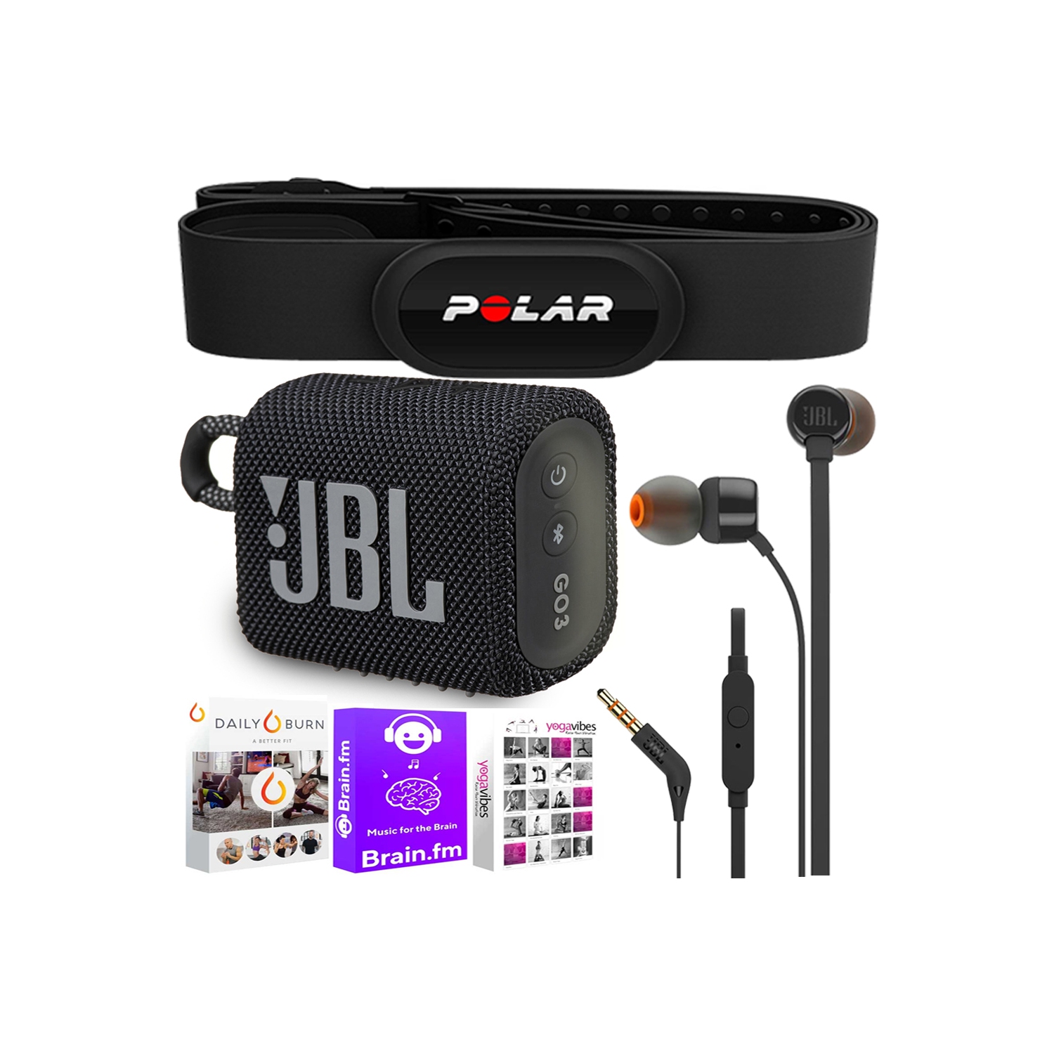 Polar Improved H10 Heart Rate Sensor Monitor + JBL Go 3 Bluetooth Speaker Kit