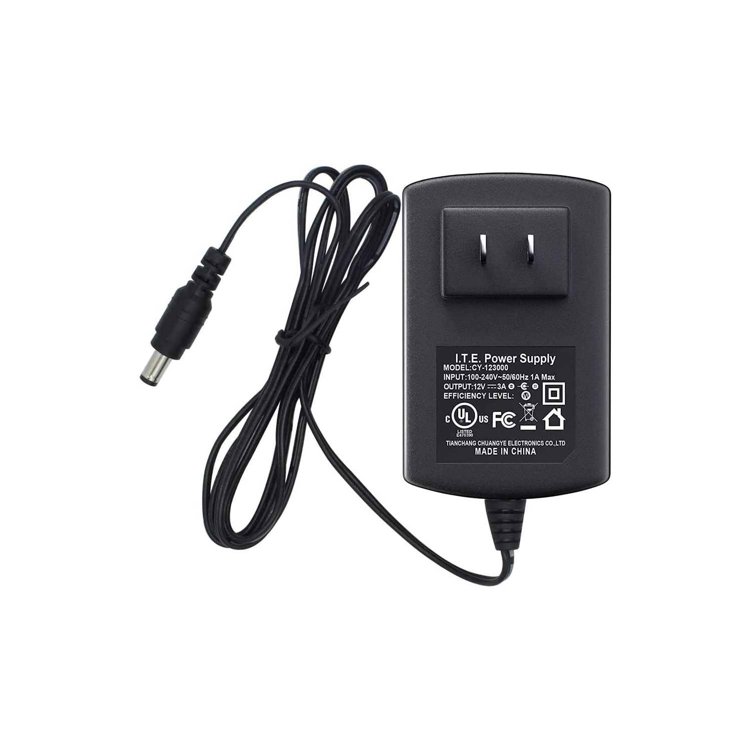 Dolaer AC to DC 12V 3A Power Supply Adapter 5.5mm x 2.1mm for CCTV Camera DVR NVR UL Listed FCC CY-123000 ,