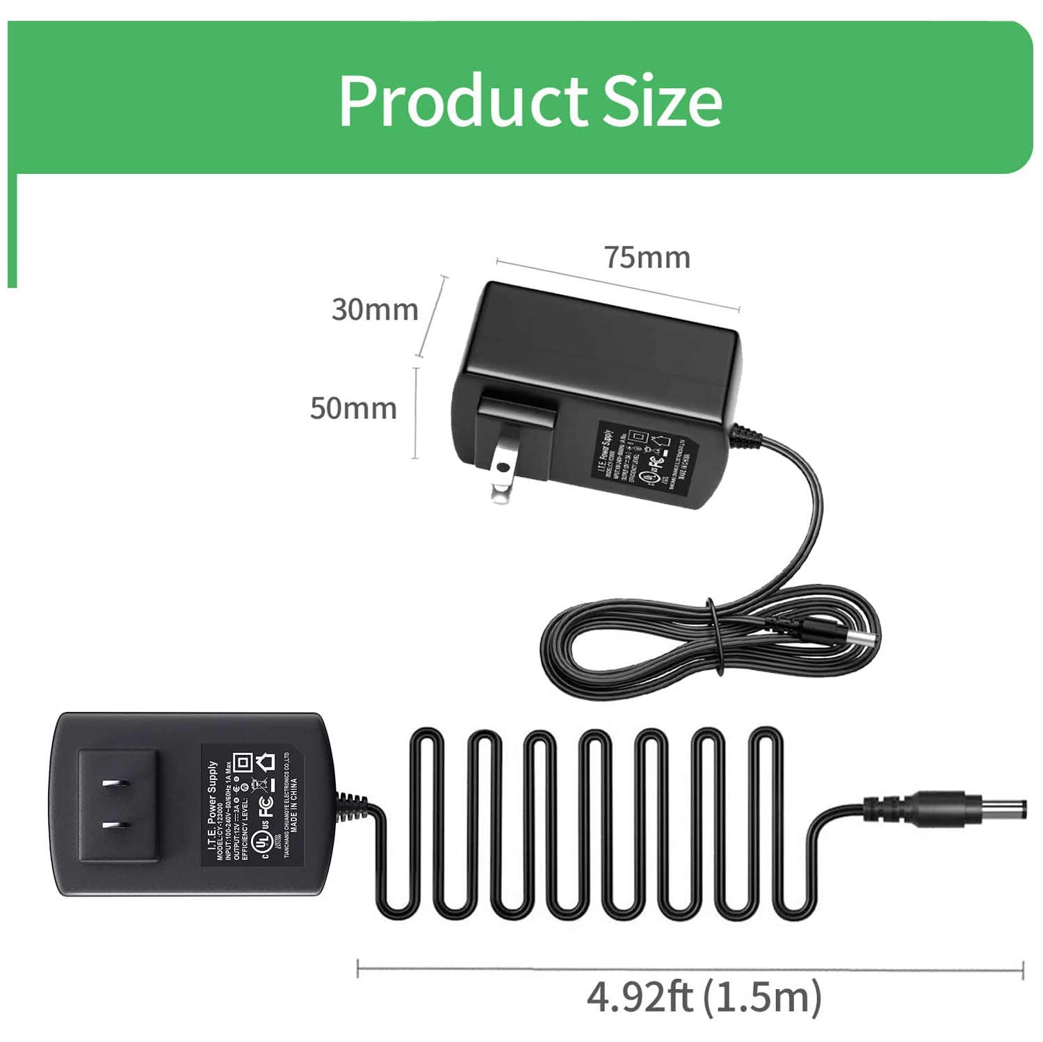 Dolaer – Adaptateur d’alimentation c.a. à c.c. de 12 V, 3 a, 5,5 x 2,1 mm pour caméra de surveillance vidéo enregistreur vidéo numérique NVR