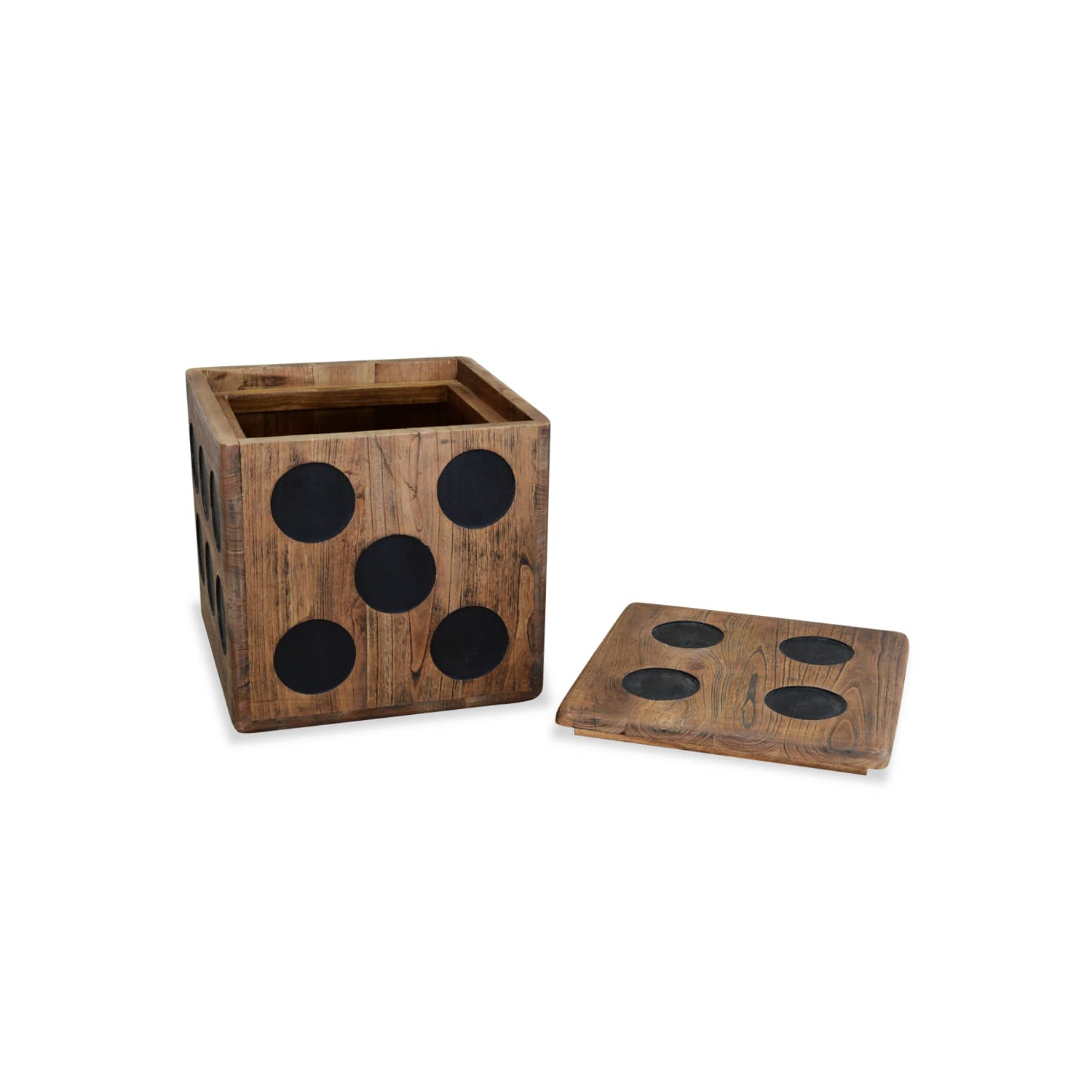 vidaXL Storage Box Mindi Wood 15.7"x15.7"x15.7" Dice Design