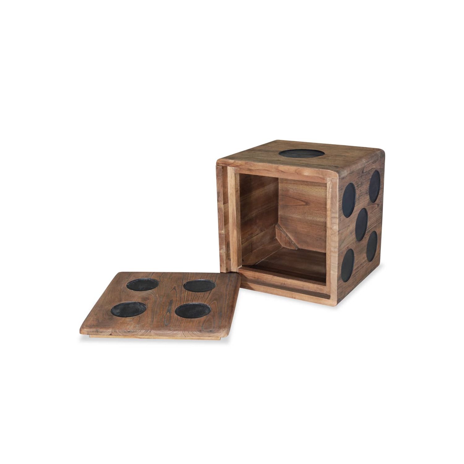 vidaXL Storage Box Mindi Wood 15.7"x15.7"x15.7" Dice Design