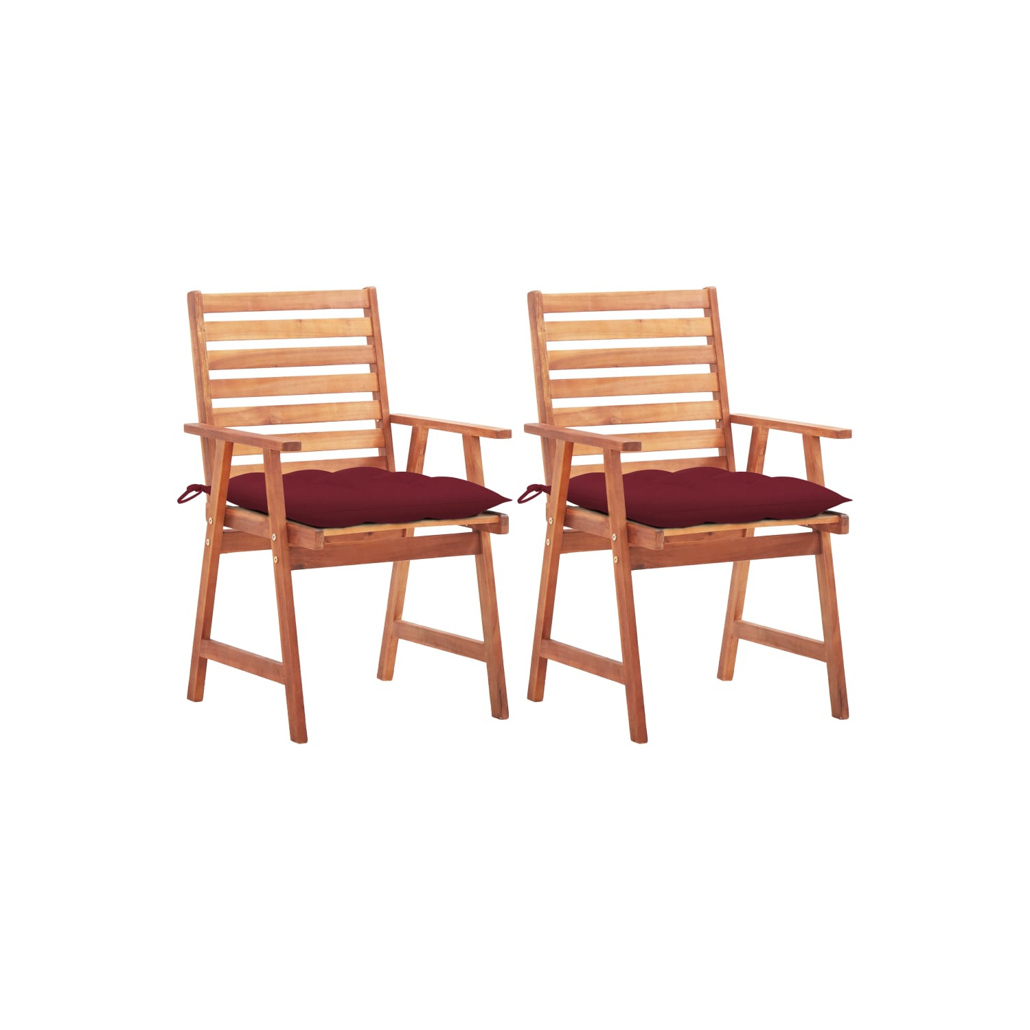 vidaXL Patio Dining Chairs 2 pcs with Cushions Solid Acacia Wood