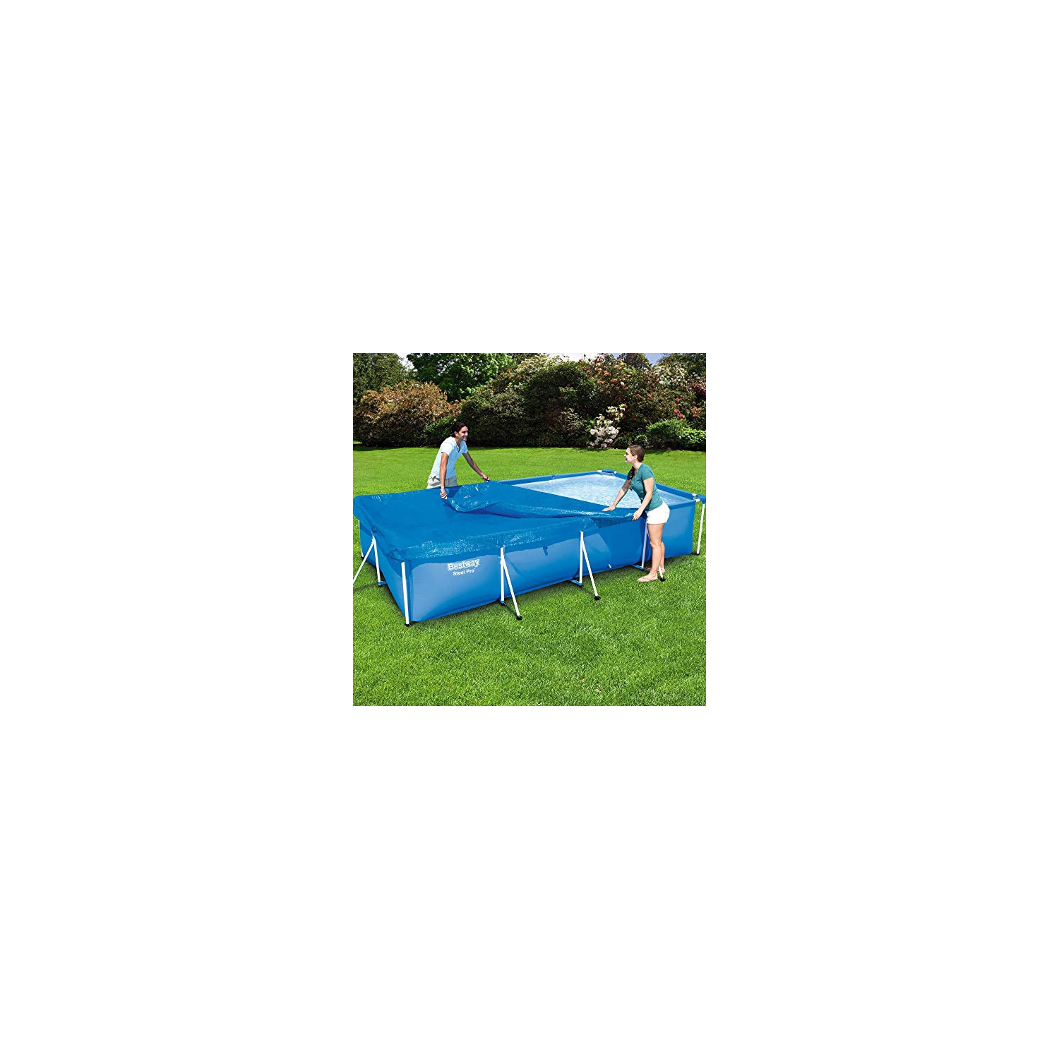 Couverture de piscine hors-terre rectangulaire FlowClear Pro Bestway 58107 avec cordes d'arrimage