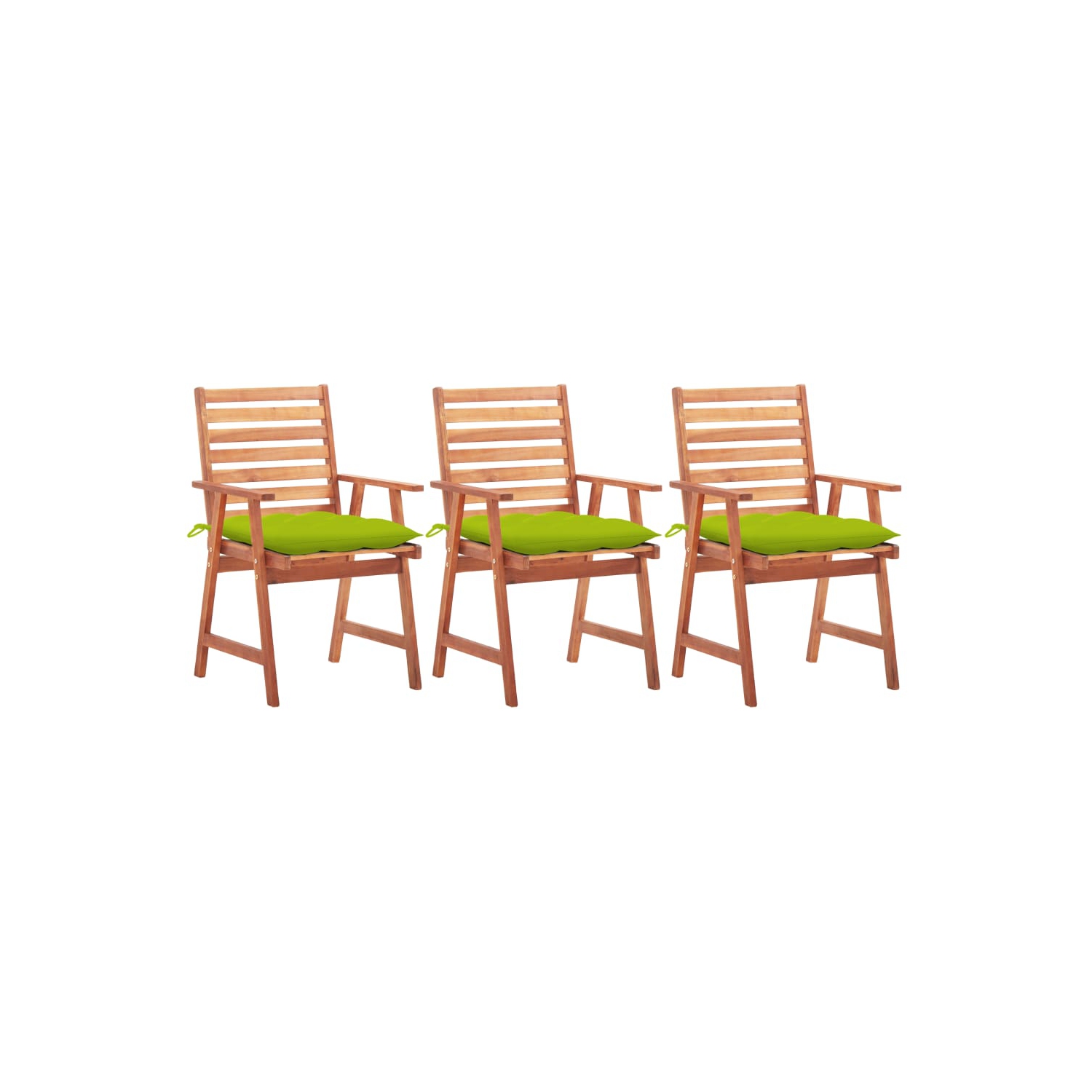 Chaises de salle à manger de patio VidaXL, 3 pièces, coussins en bois d’acacia massif