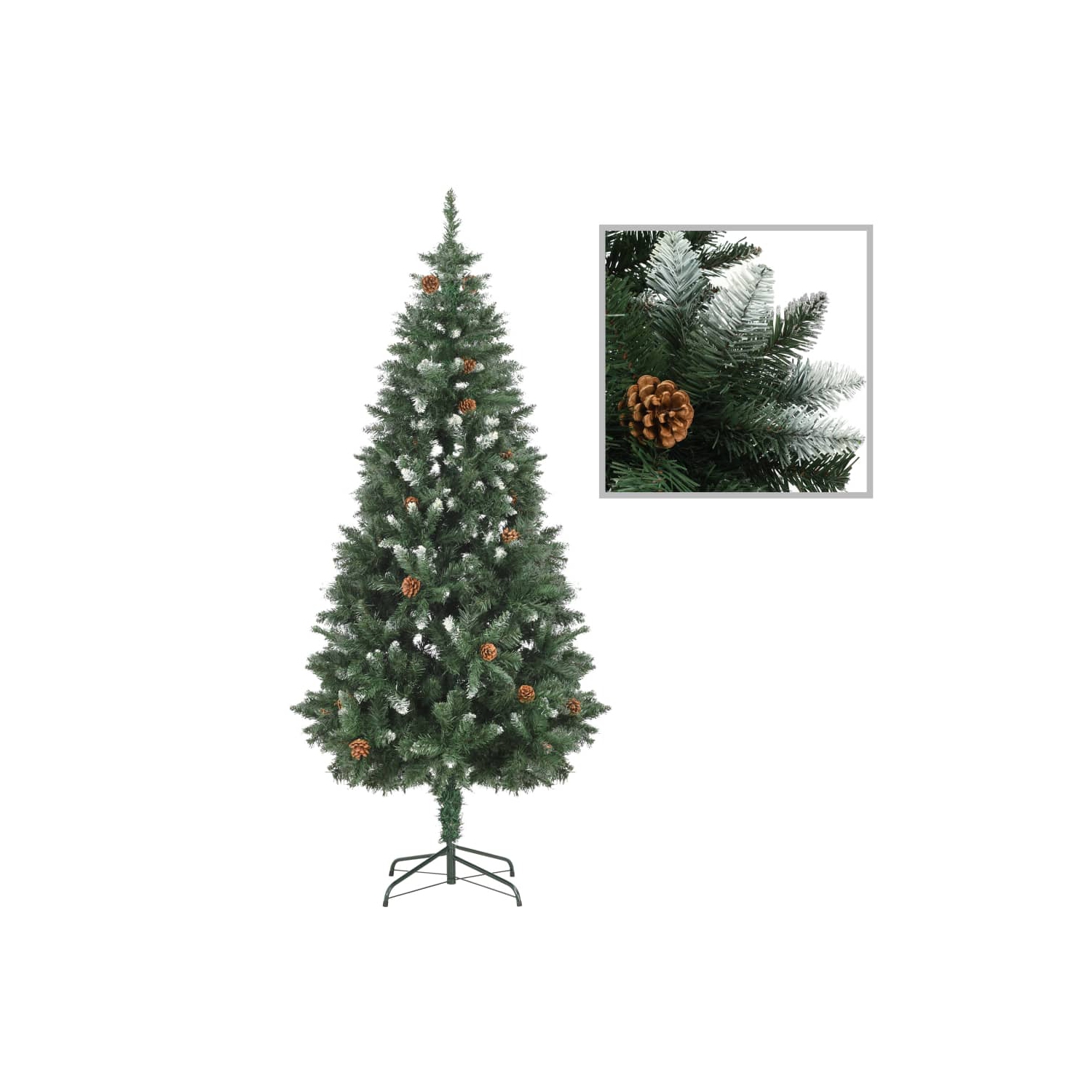 vidaXL Artificial Christmas Tree with Pine Cones and White Glitter 70.9"
