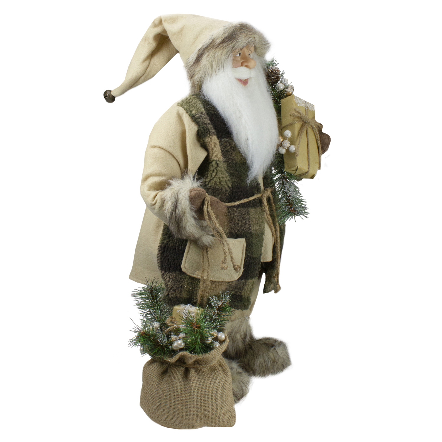 24" Beige Santa Claus with Gifts Christmas Figure