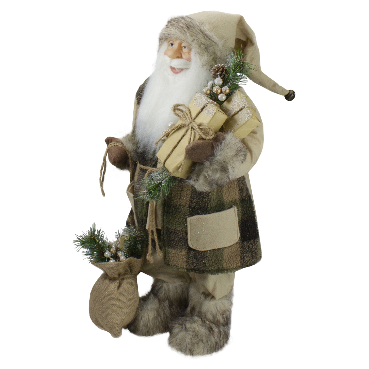 24" Beige Santa Claus with Gifts Christmas Figure