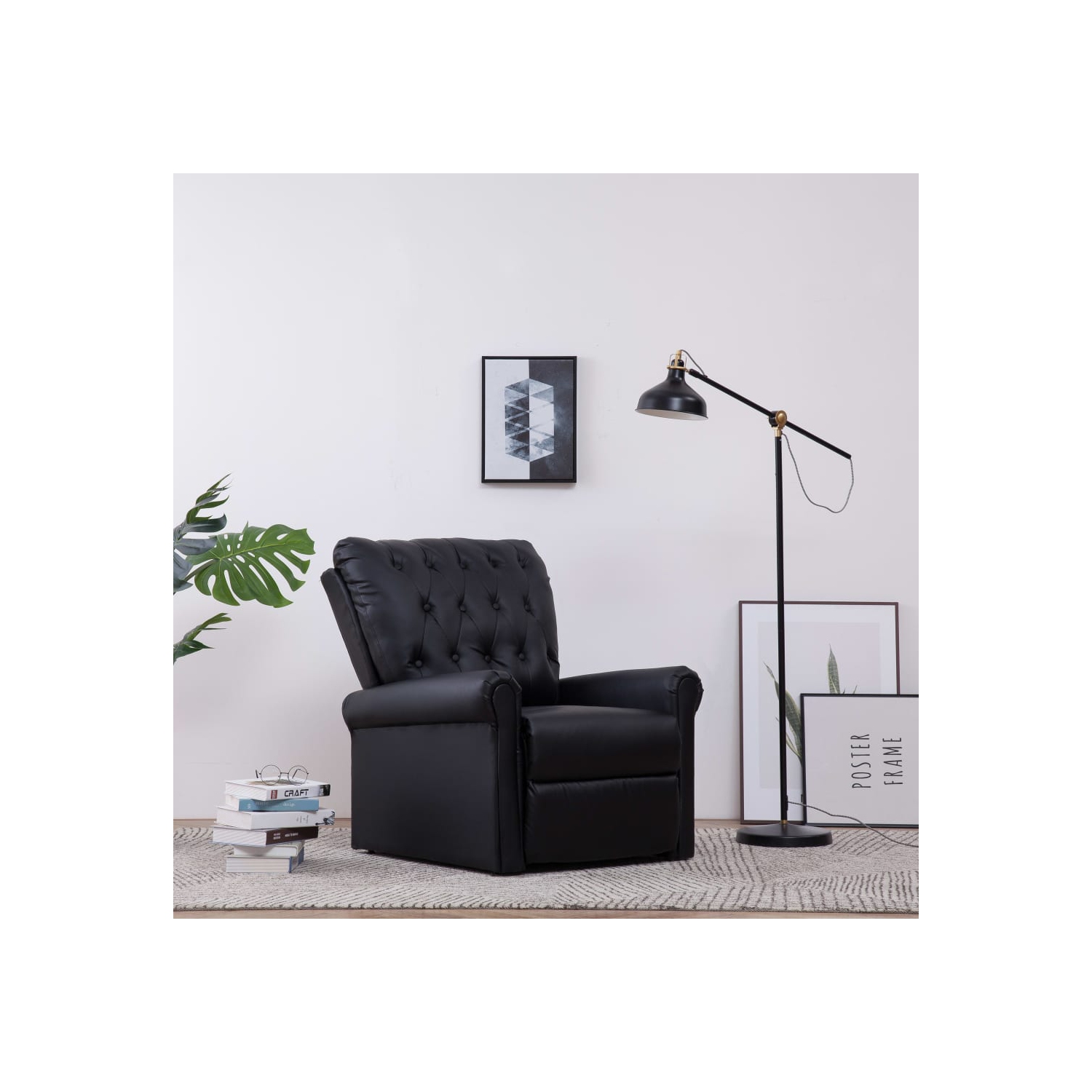 vidaXL Reclining Chair Black Faux Leather