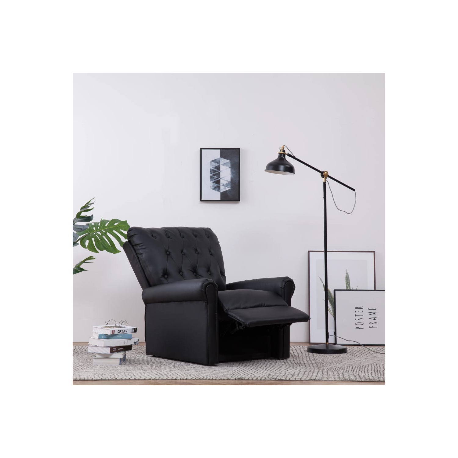 vidaXL Reclining Chair Black Faux Leather