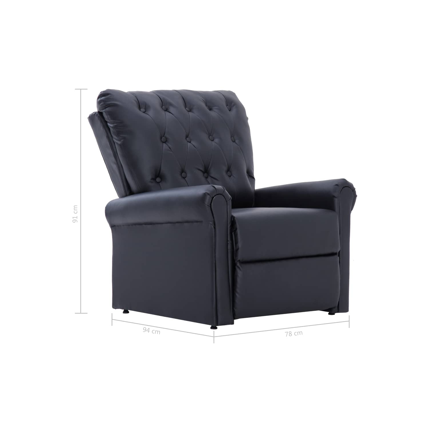 vidaXL Reclining Chair Black Faux Leather