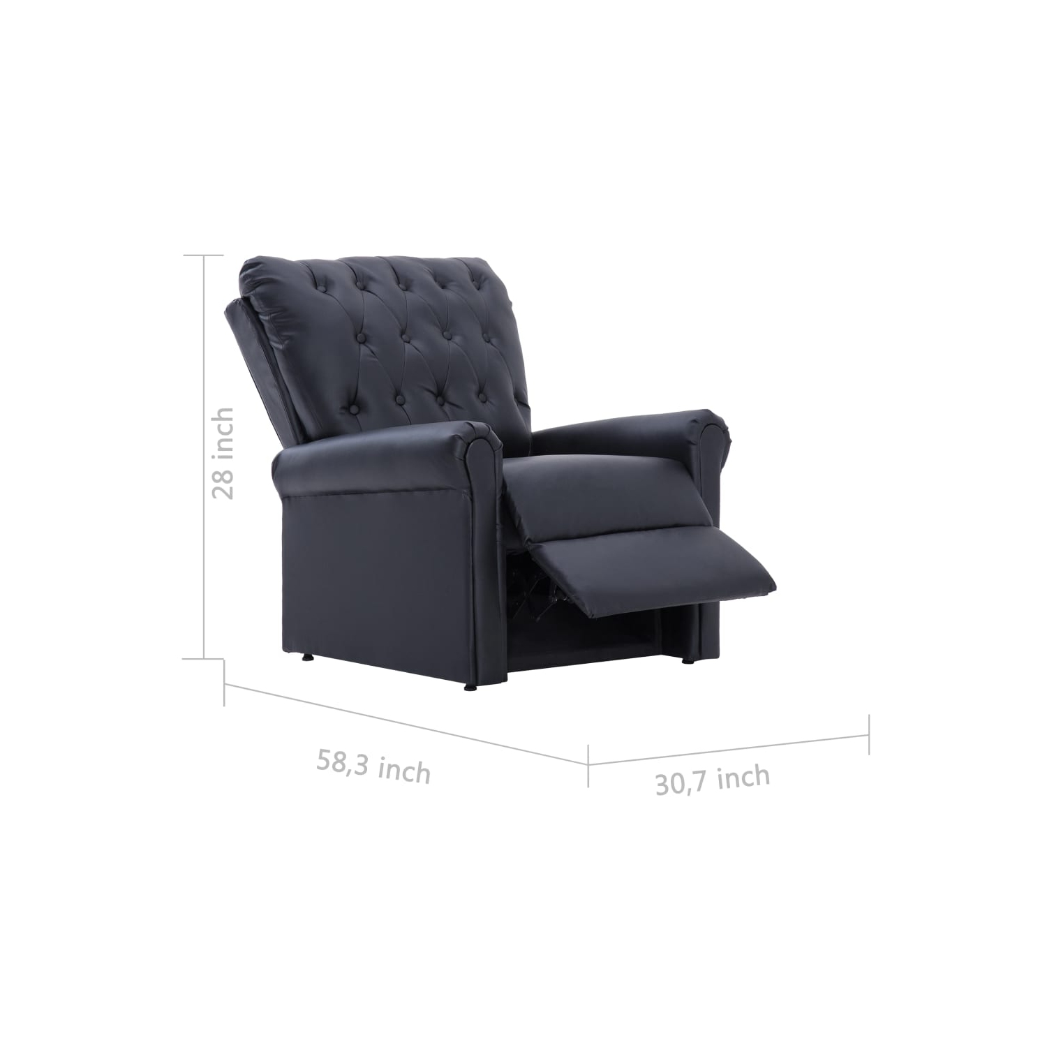 vidaXL Reclining Chair Black Faux Leather