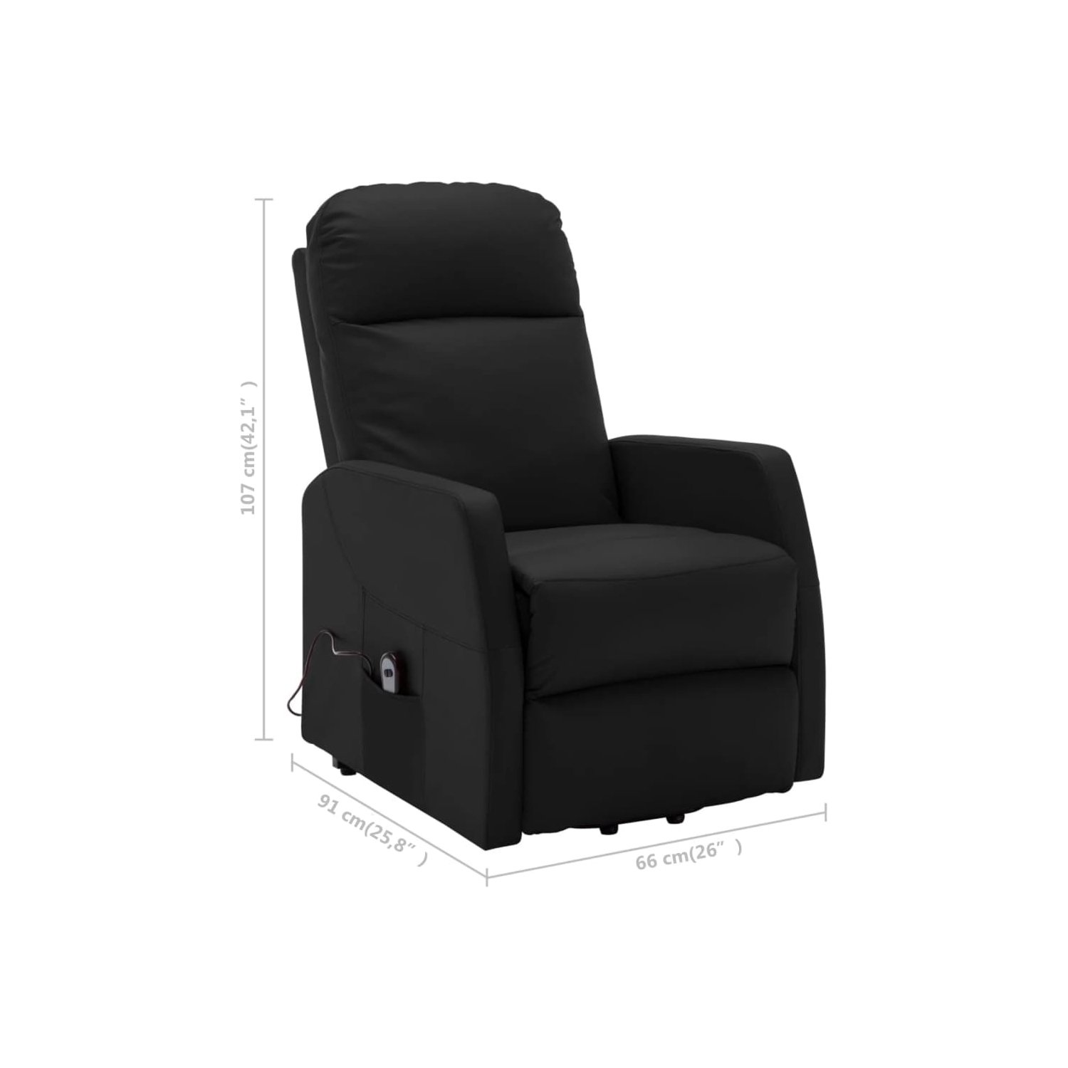 Fauteuil inclinable à position debout en similicuir noir VidaXL