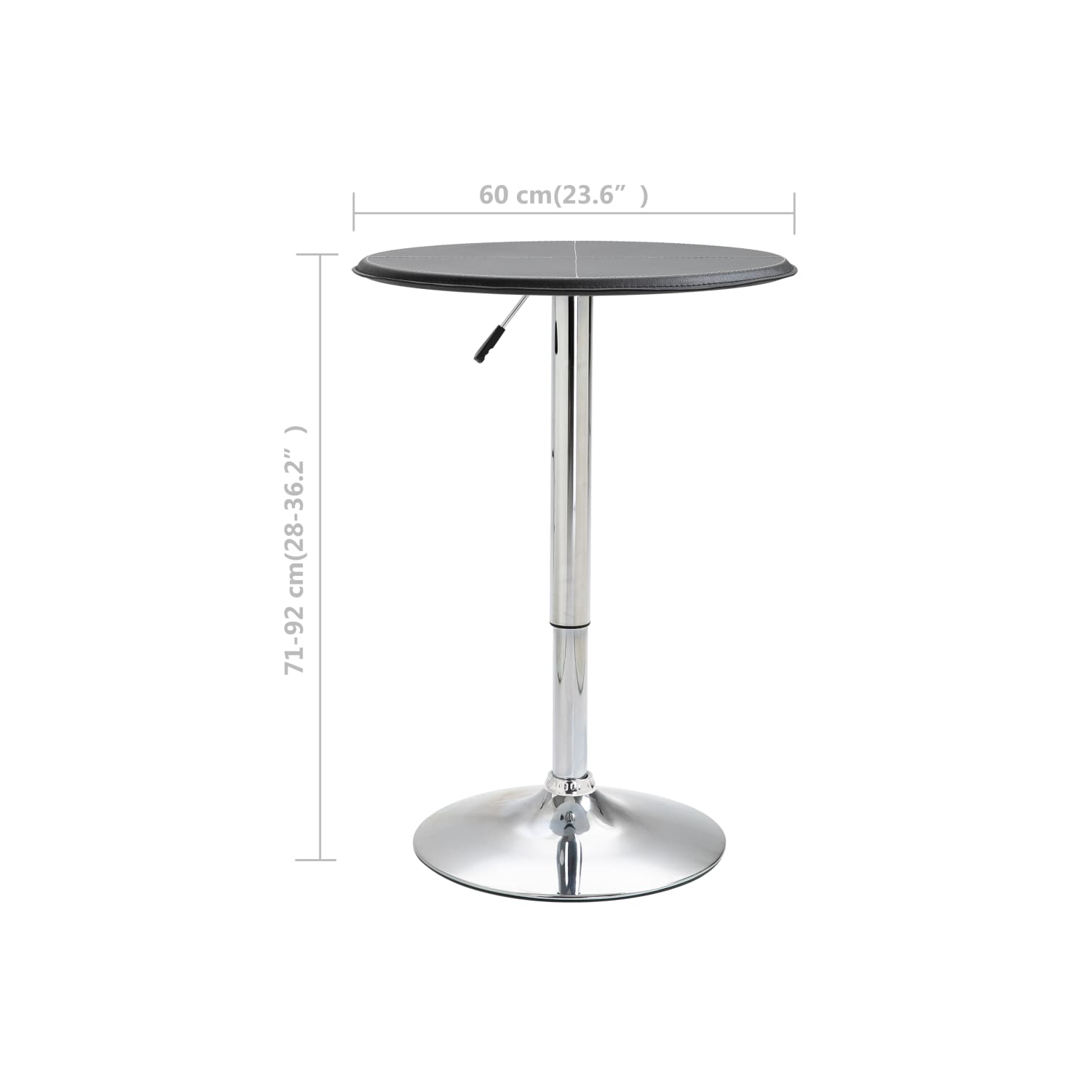 vidaXL Bar Table Black Ø23.6" MDF