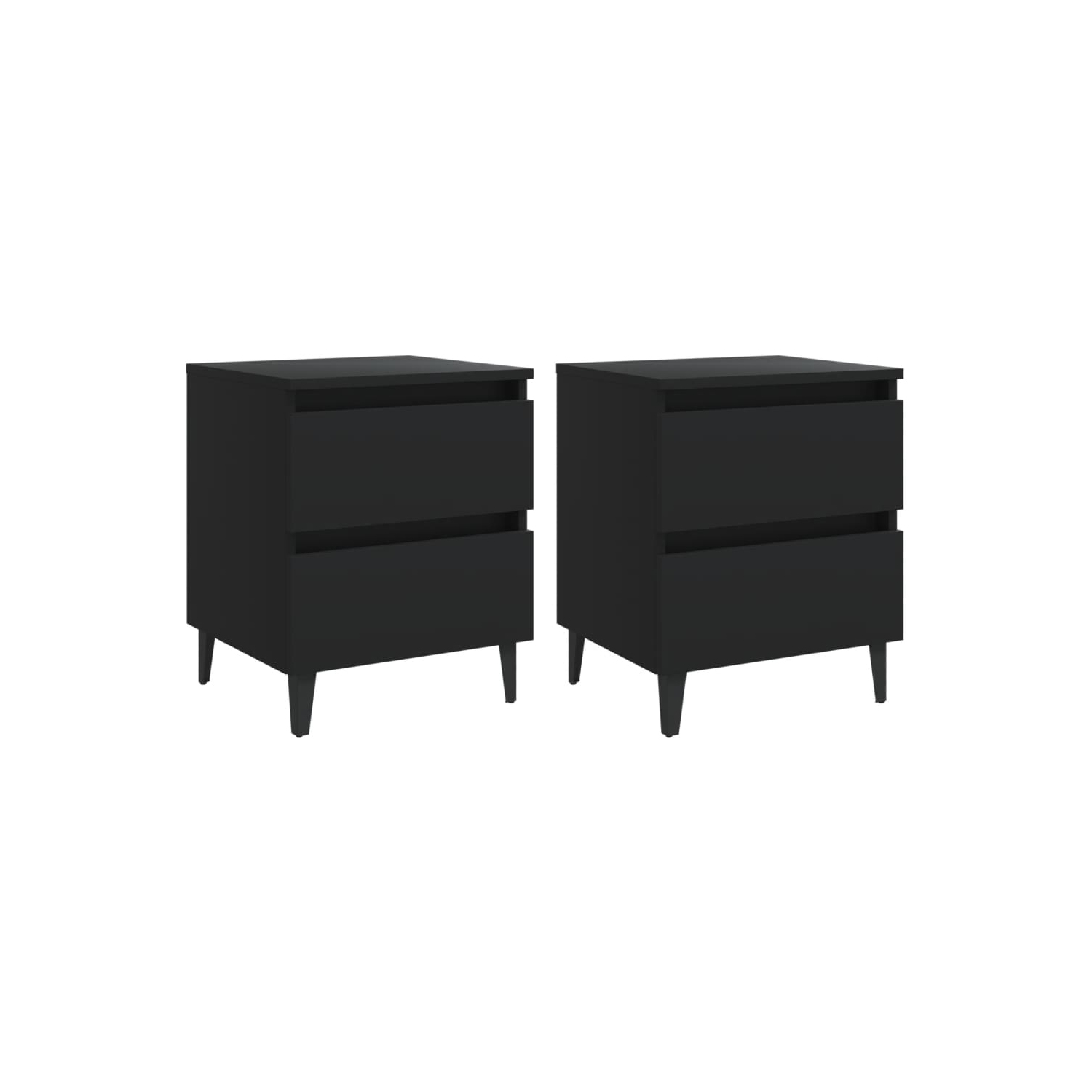 vidaXL Bed Cabinets 2 pcs Black 15.7"x13.8"x19.7" Chipboard