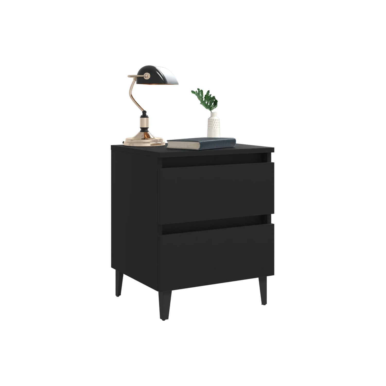 vidaXL Bed Cabinets 2 pcs Black 15.7"x13.8"x19.7" Chipboard