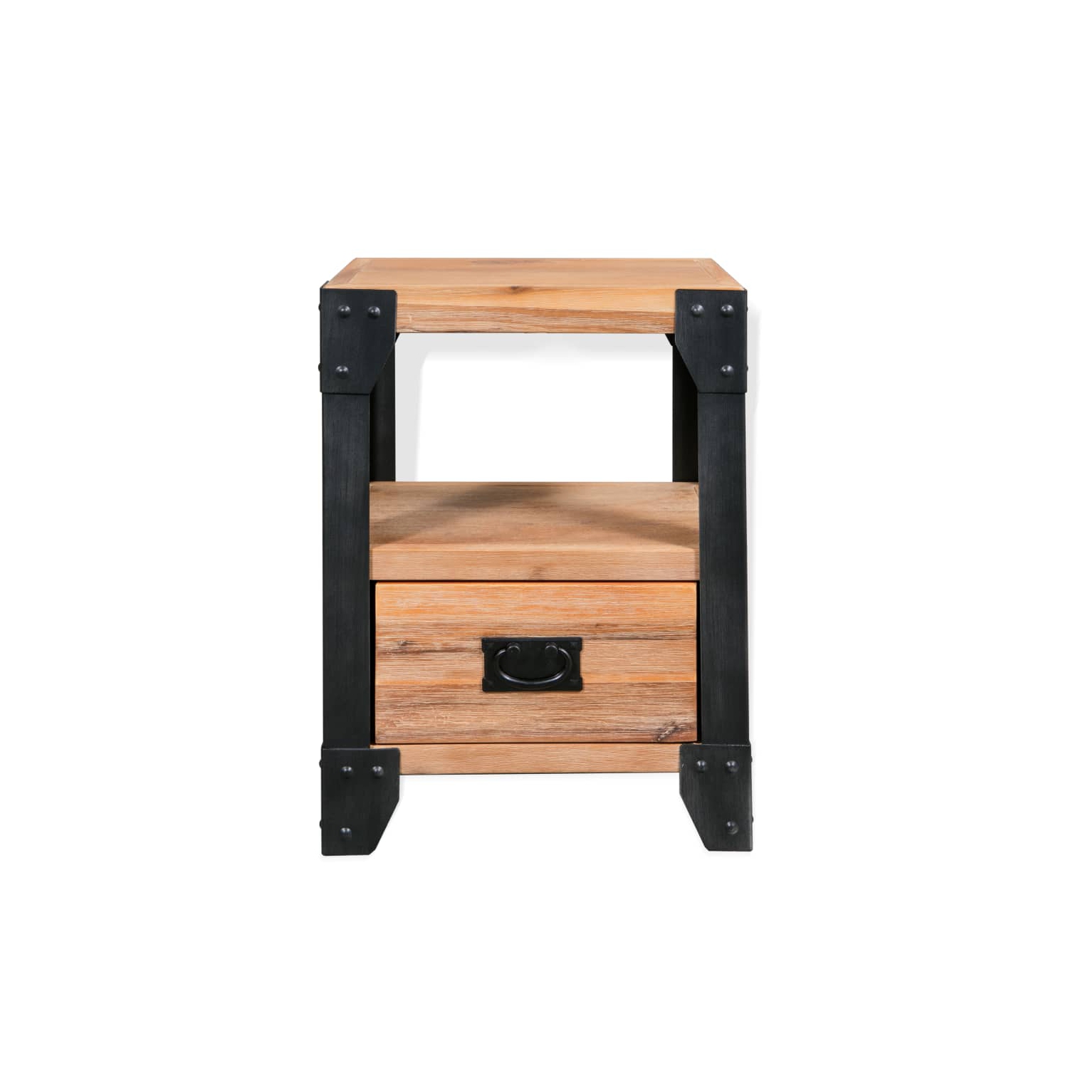 vidaXL Nightstand Solid Acacia Wood Steel 15.7"x11.8"x21.3"