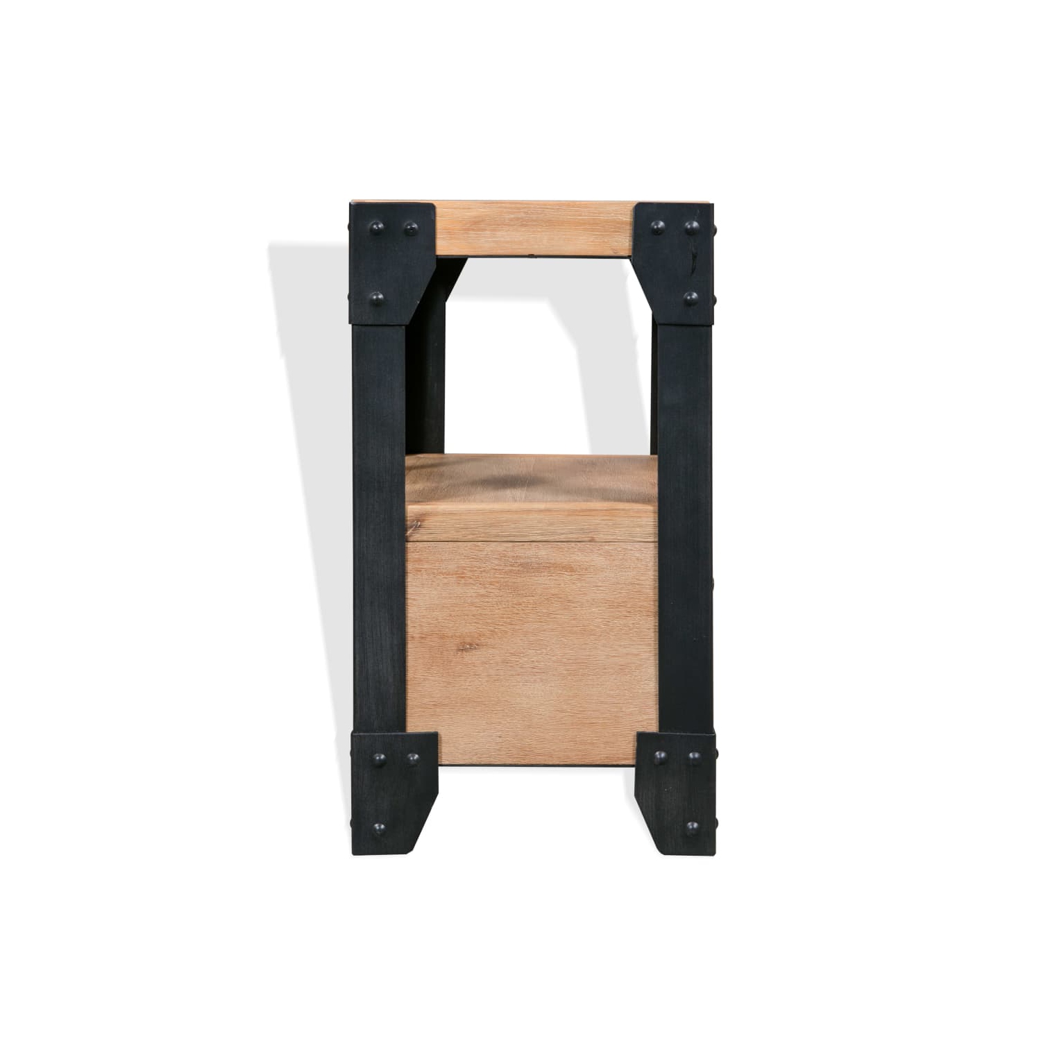 vidaXL Nightstand Solid Acacia Wood Steel 15.7"x11.8"x21.3"