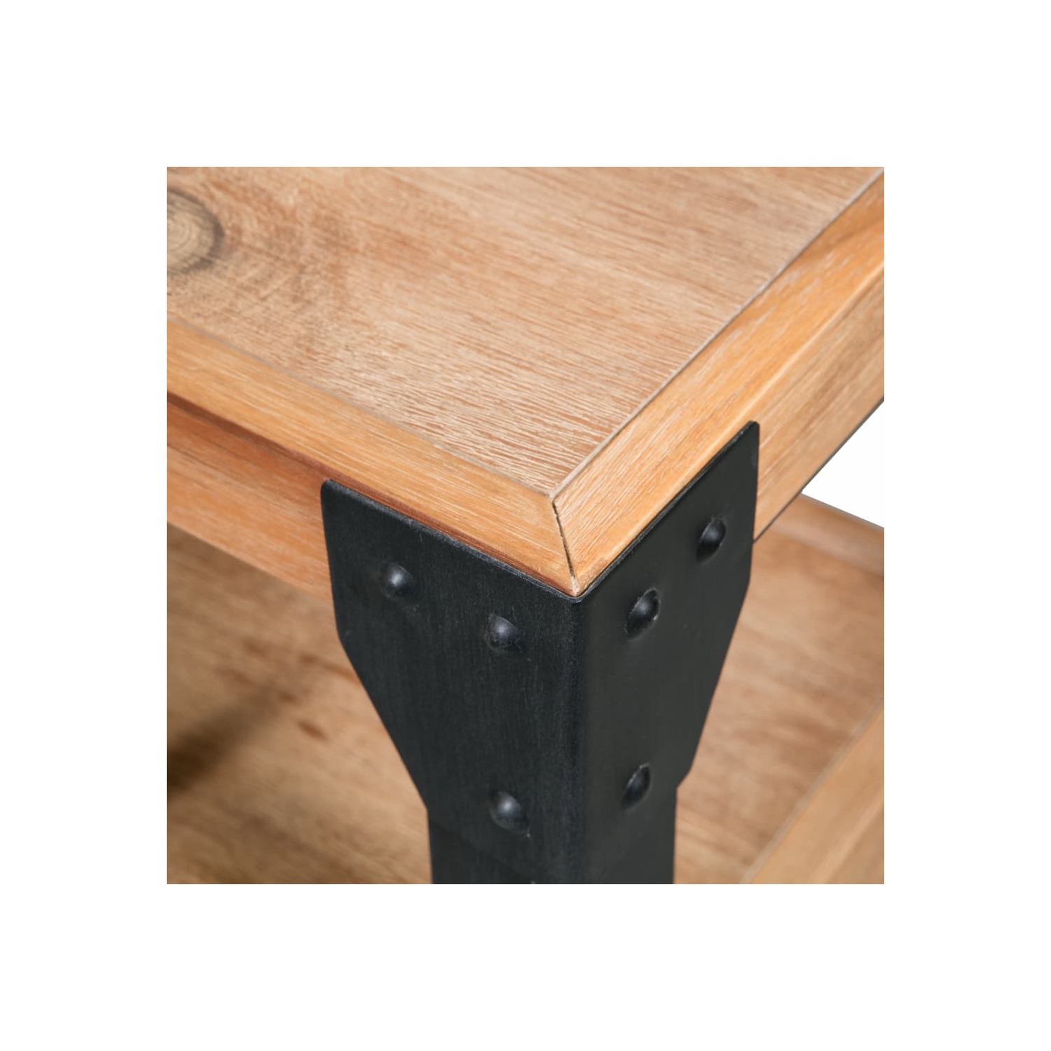 vidaXL Nightstand Solid Acacia Wood Steel 15.7"x11.8"x21.3"