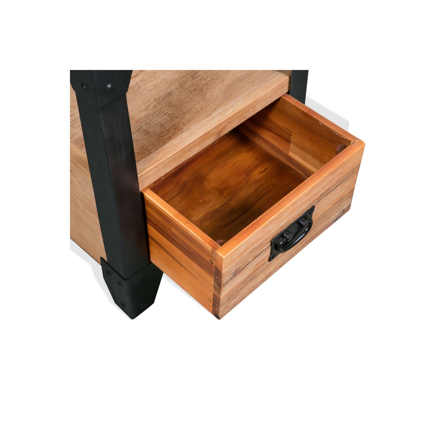 vidaXL Nightstand Solid Acacia Wood Steel 15.7"x11.8"x21.3"