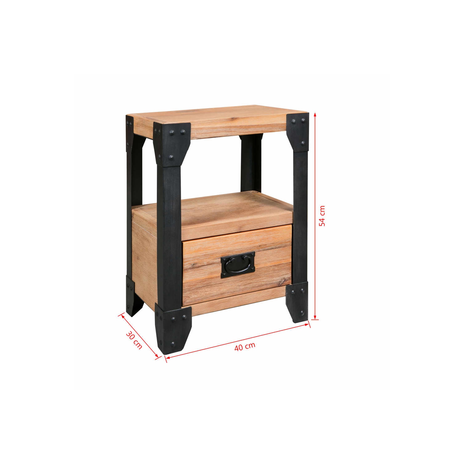 vidaXL Nightstand Solid Acacia Wood Steel 15.7"x11.8"x21.3"