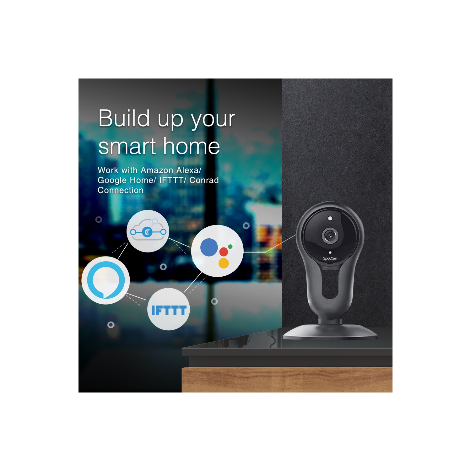 SpotCam FHD 2 Wireless Home Security Camera, 1080p, Indoor, Night Vision, Two-Way Talk, Motion & Sound Alert, Alarm Siren, Free Fulltime Continuous