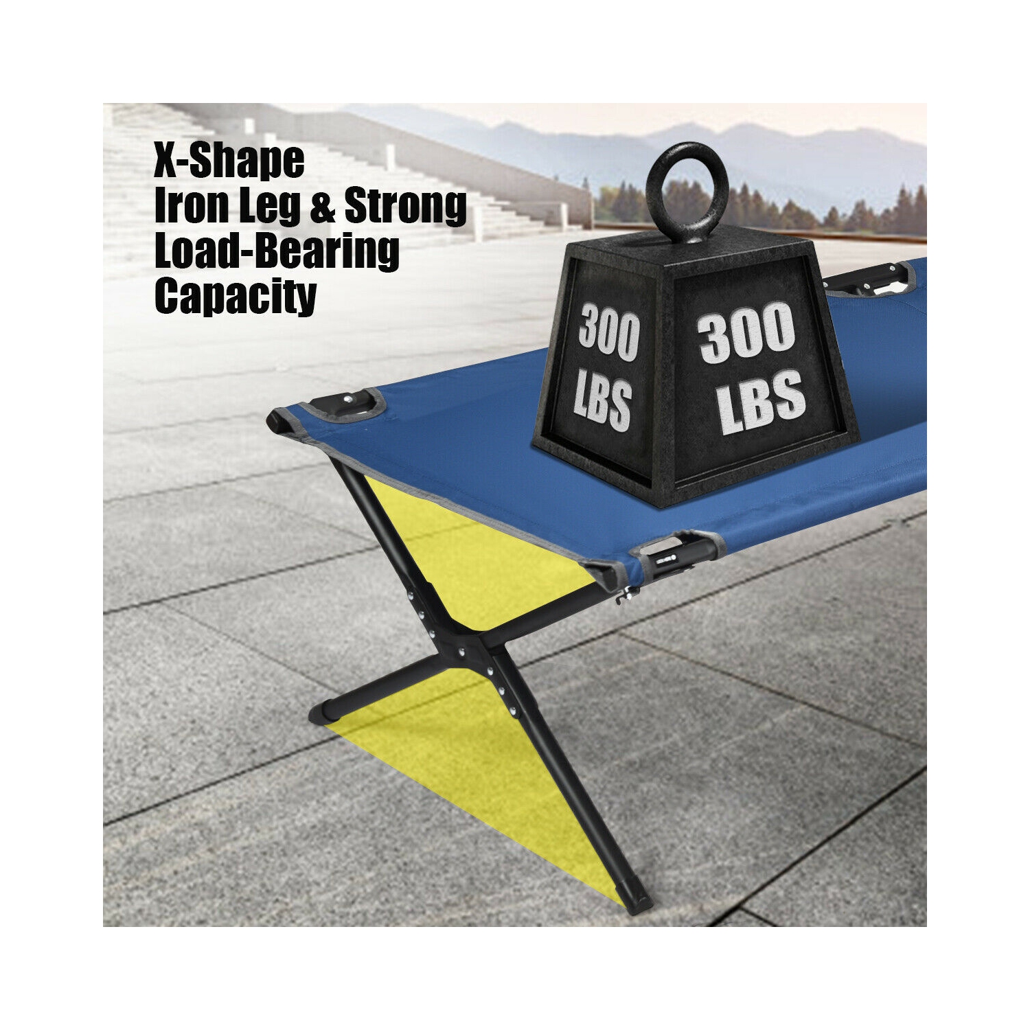 Gymax Folding Camping Cot & Bed Heavy-Duty for Adults Kids w/ Carrying Bag 300LBS Blue