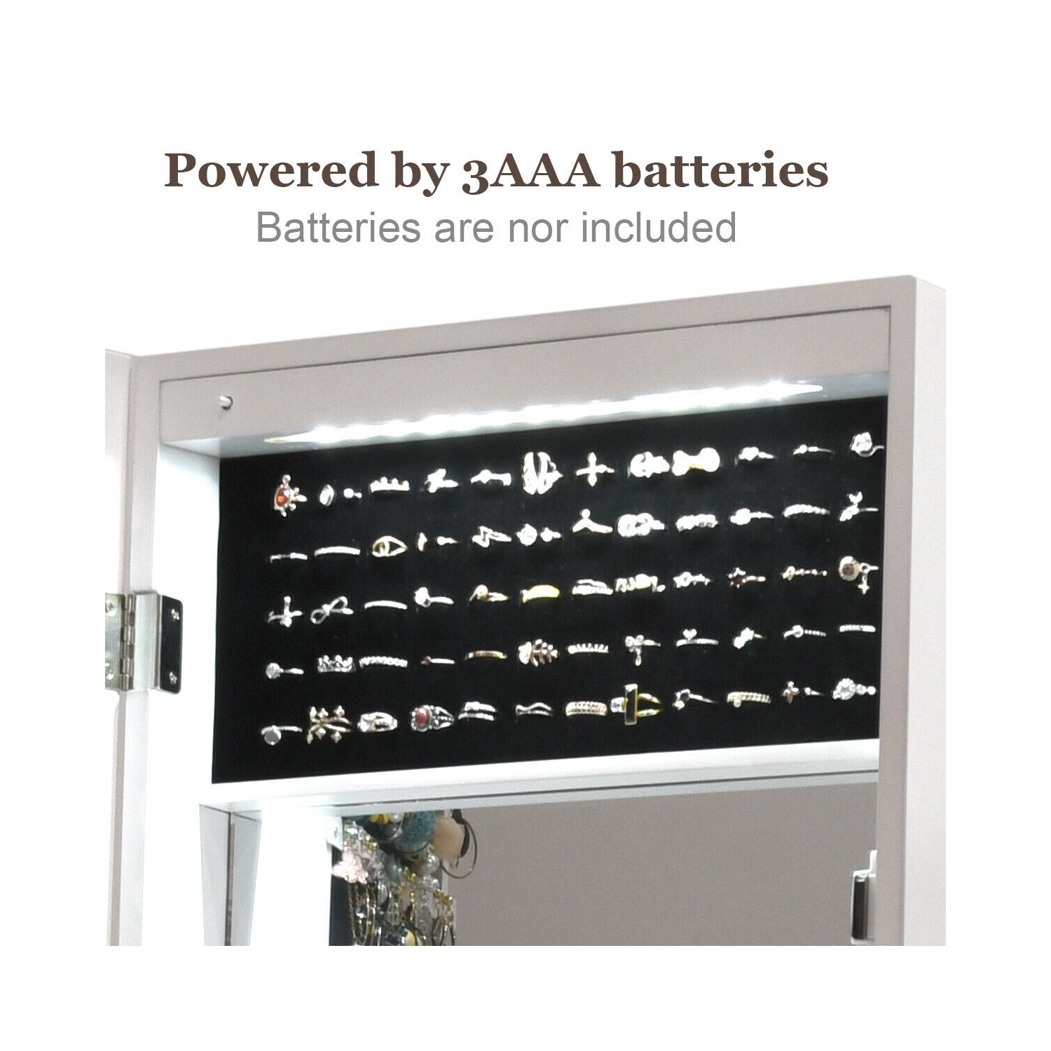 Gymax Wall Door Mounted Lockable Jewelry Cabinet Armoire Organizer w/LED