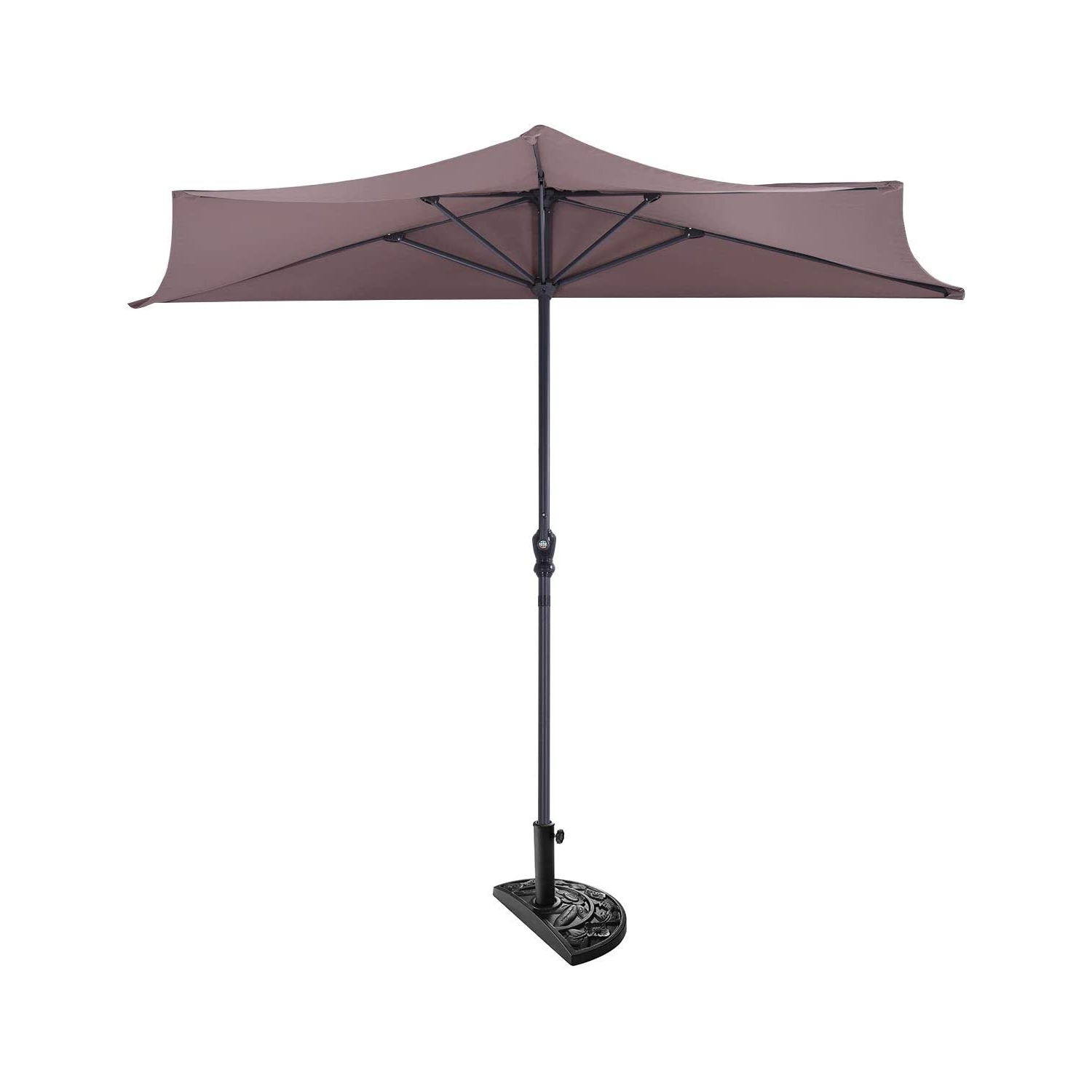 Demi-parasol d'extérieur de 9 pi pour patio ou bistro, conception peu encombrante sans base de poids