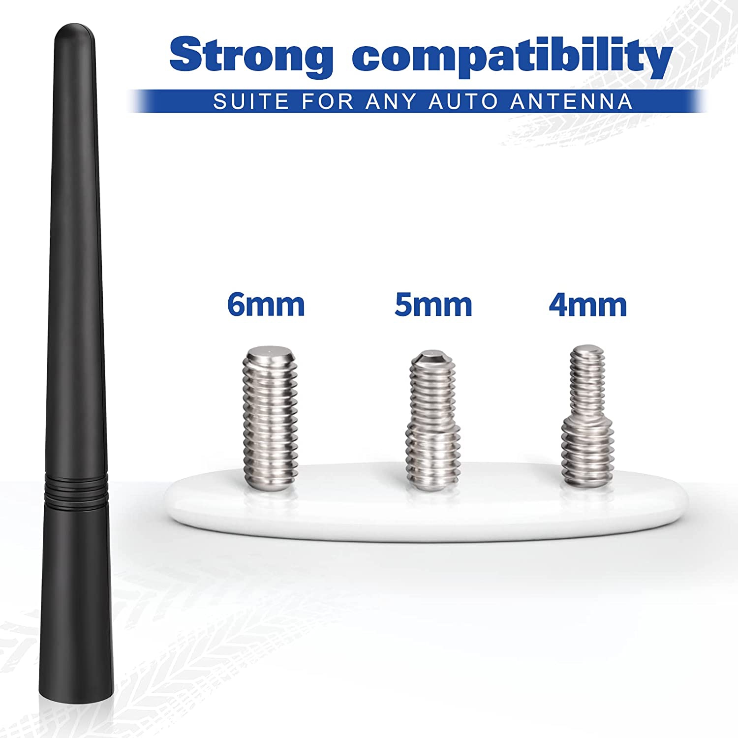 Remplacement d’antenne radio d’auto universelle 14,2 cm, mât d’antenne de véhicule monté au pavillon, antenne AM FM flexible en caoutchouc avec
