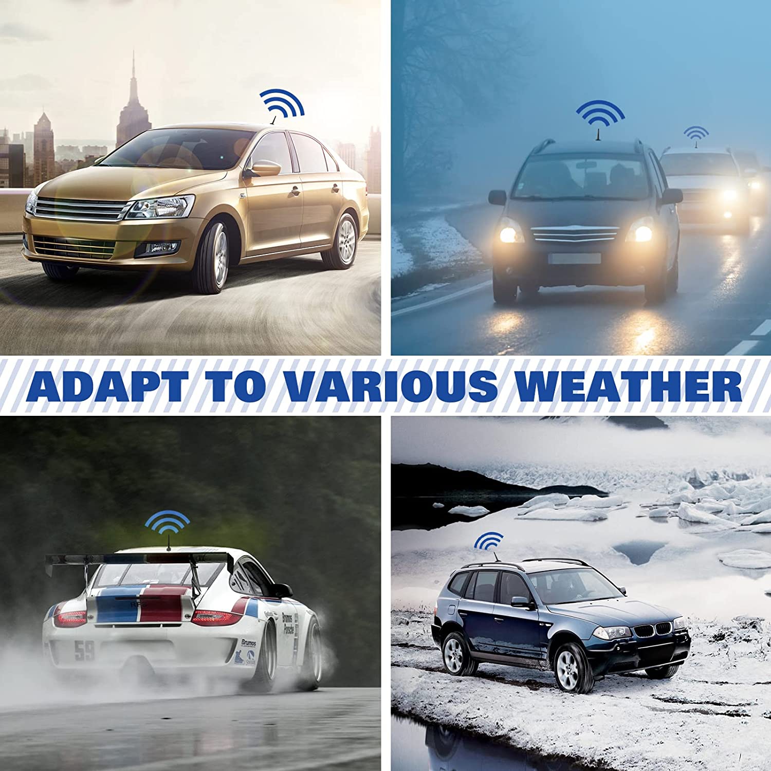 Remplacement d’antenne radio d’auto universelle 14,2 cm, mât d’antenne de véhicule monté au pavillon, antenne AM FM flexible en caoutchouc avec