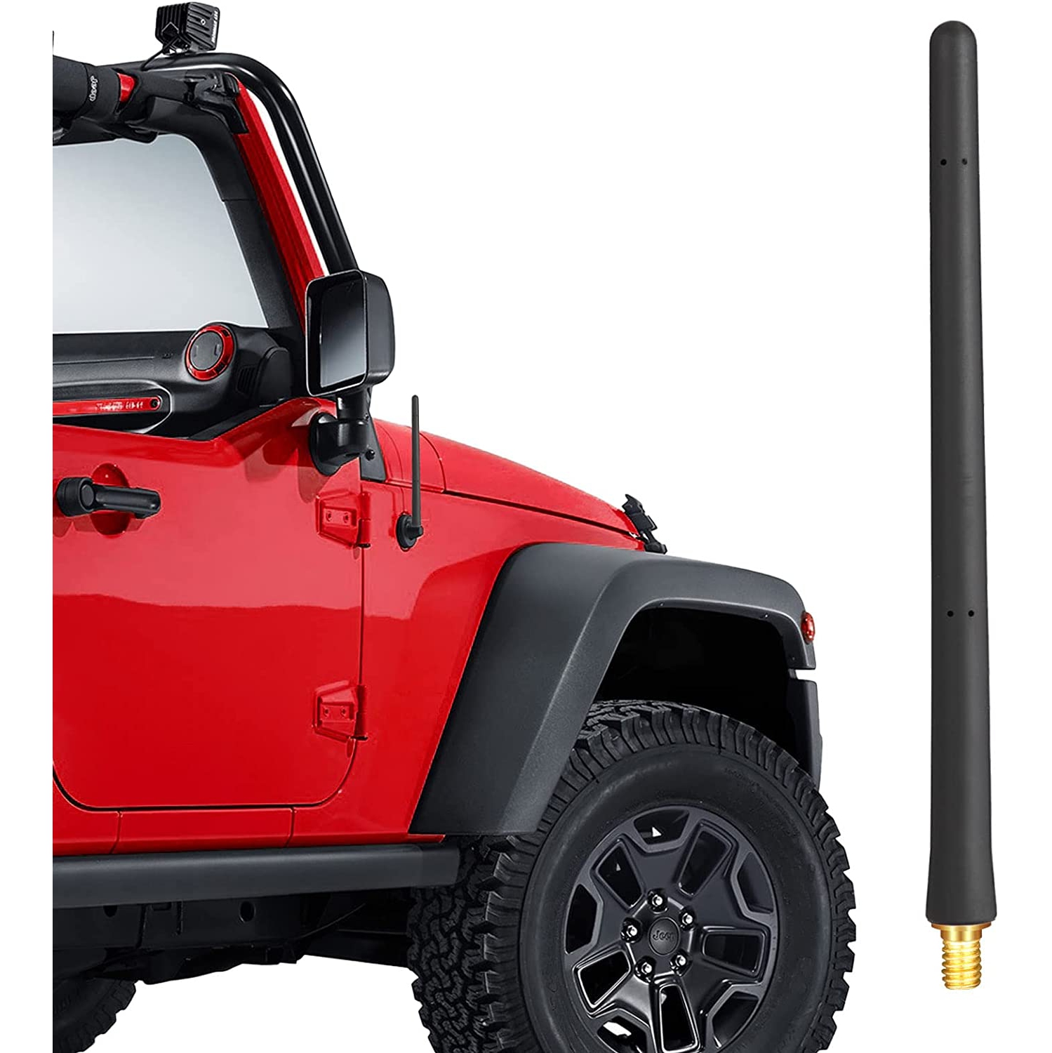 7''Flexible short Antenna replacement for Jeep Wrangler antenna JK JKU JL JLU Rubicon Sahara accessories,Car Wash Proof Short EPDM Rubber Antenna,