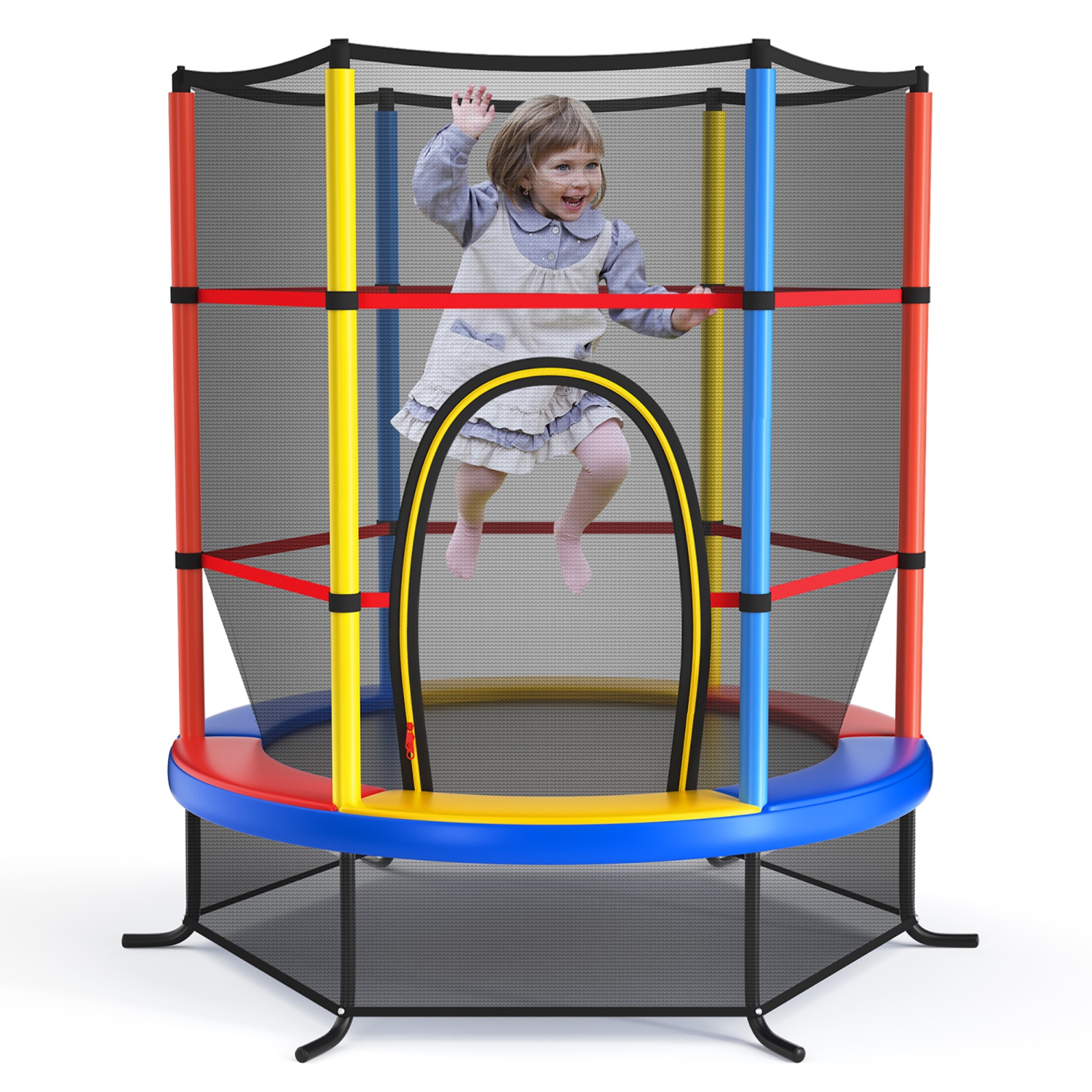 Tapis de trampoline rebondissant de 55&nbsp;po pour enfants avec filet de Costway