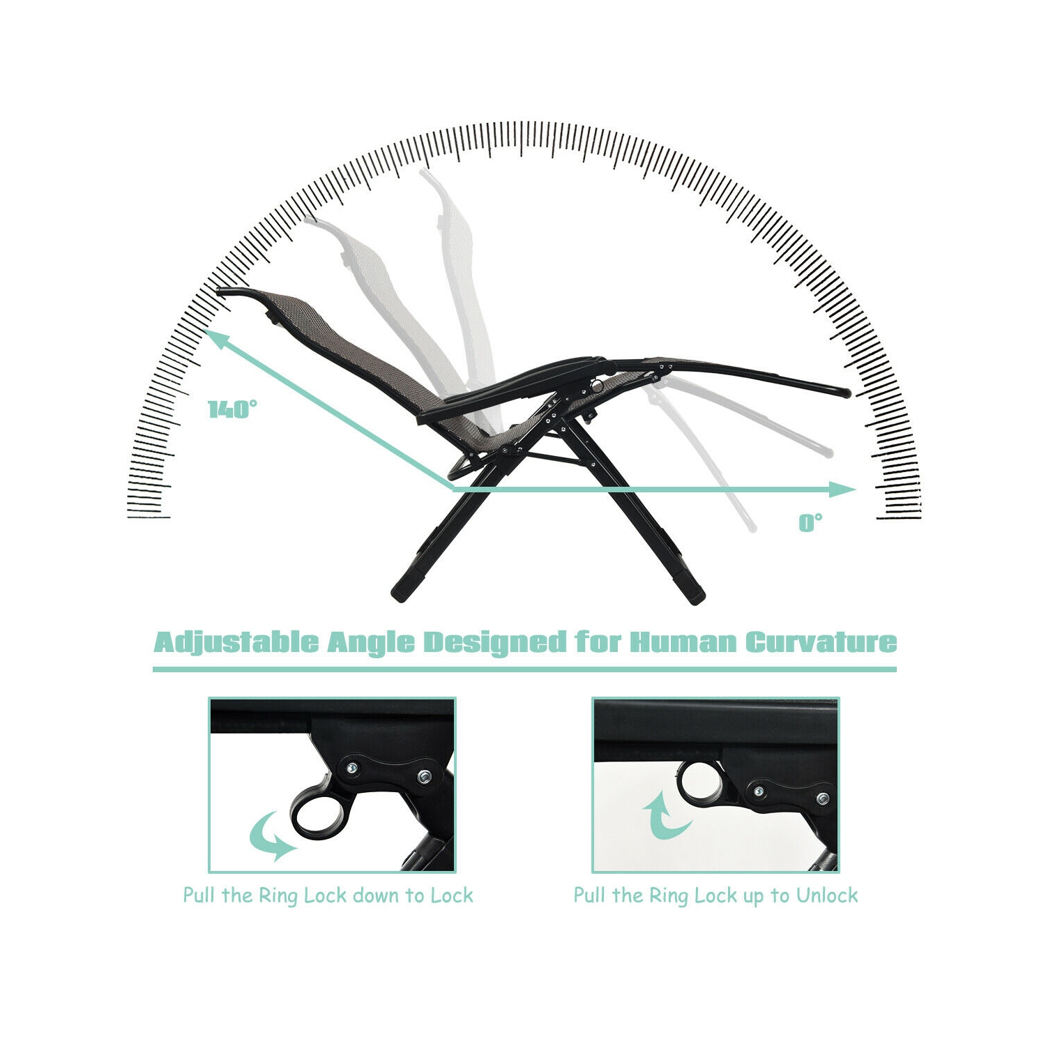 Gymax Patio Rattan Zero Weighted Lounge Chair Folding Recliner Adjustable W/Headrest