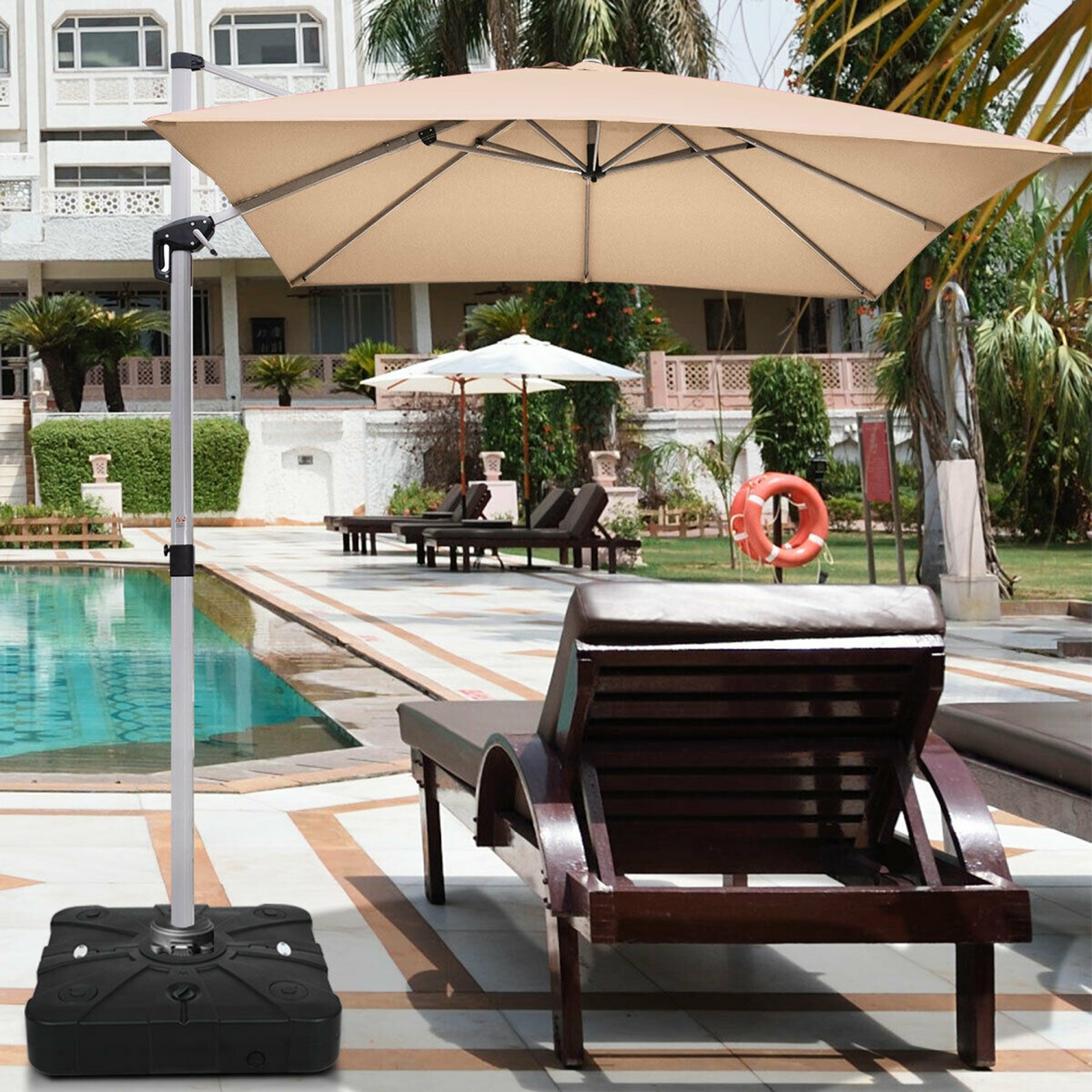 Gymax Patio Umbrella Stand Base Weight 4 Wheels W/Cross Base Black