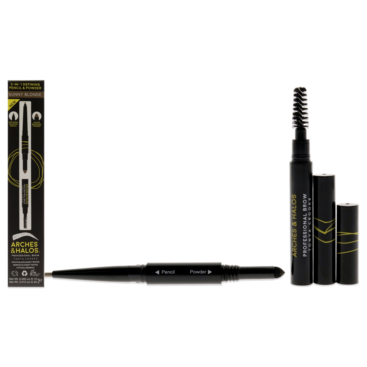 2-in-1 Defining Eyebrow Pencil and Powder - Sunny Blonde by Arches and Halos for Women - 0.017 oz Makeup