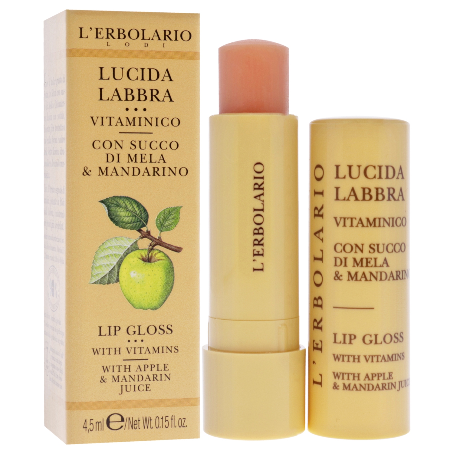 Lip Gloss - Apple and Mandarin Juice by LErbolario for Unisex - 0.15 oz Lip Balm