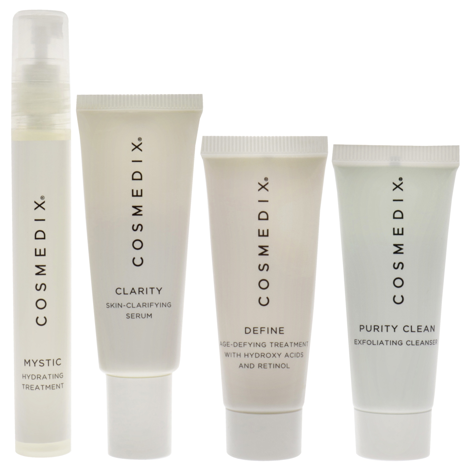 Trousse d'essentiels pour la peau combinée de Cosmedix pour unisexe - 4 PC 0,5&nbsp;oz Purity Clean, 0,5&nbsp;oz Define, 0,5&nbsp;oz Clarity,